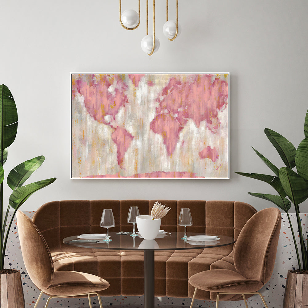 wall-art-print-canvas-poster-framed-Blushing World Map, Style B-by-Silvia Vassileva-Gioia Wall Art