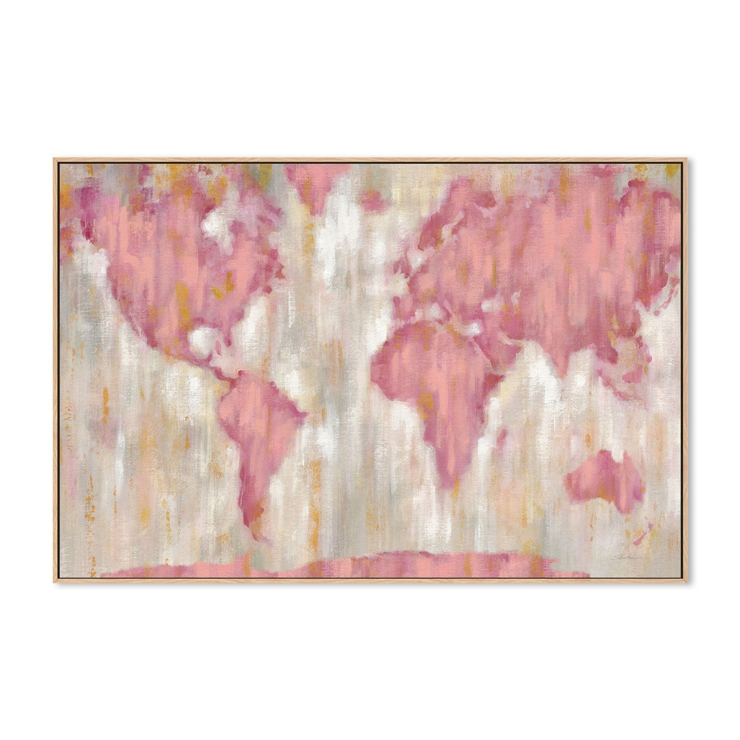 wall-art-print-canvas-poster-framed-Blushing World Map, Style B-by-Silvia Vassileva-Gioia Wall Art