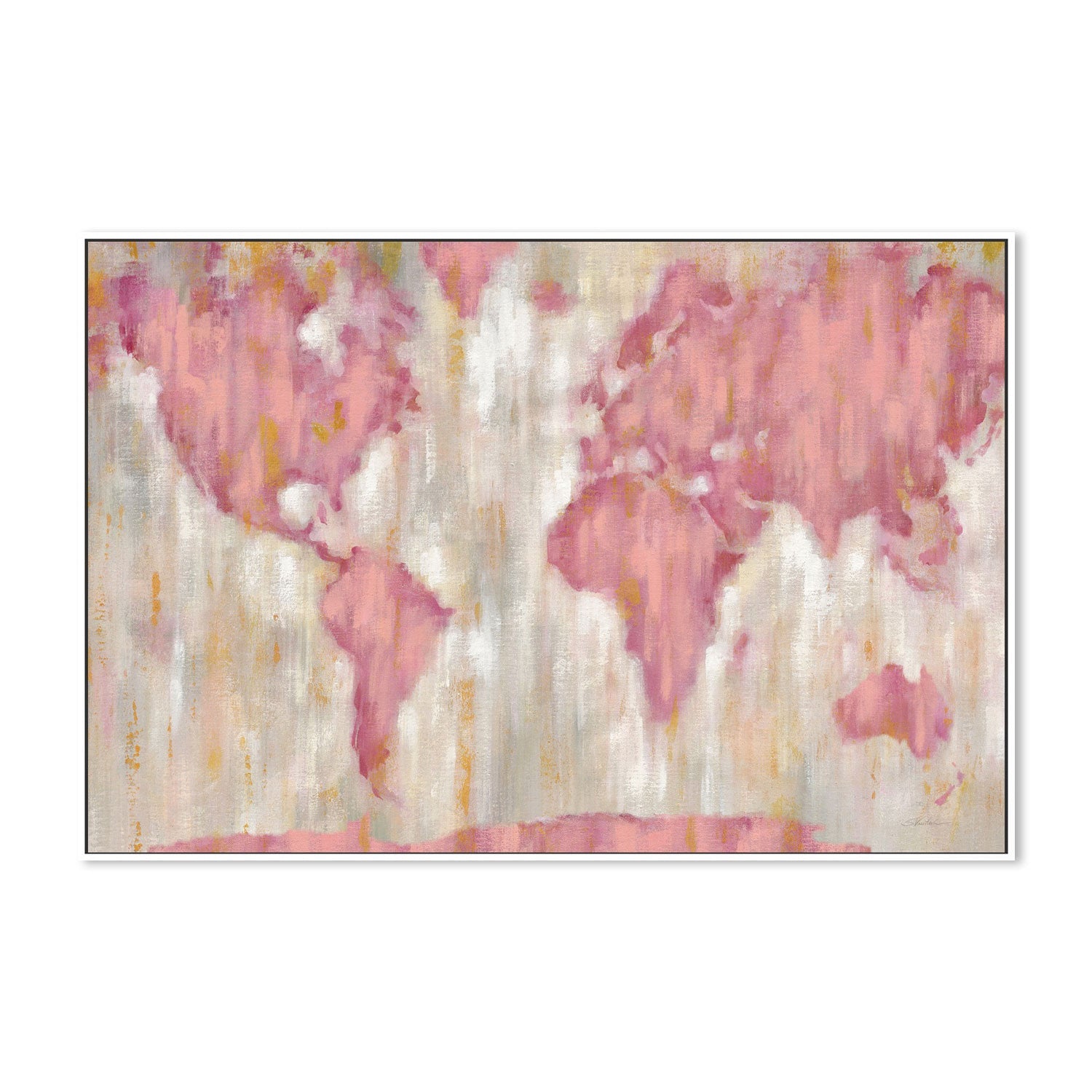 wall-art-print-canvas-poster-framed-Blushing World Map, Style B-by-Silvia Vassileva-Gioia Wall Art