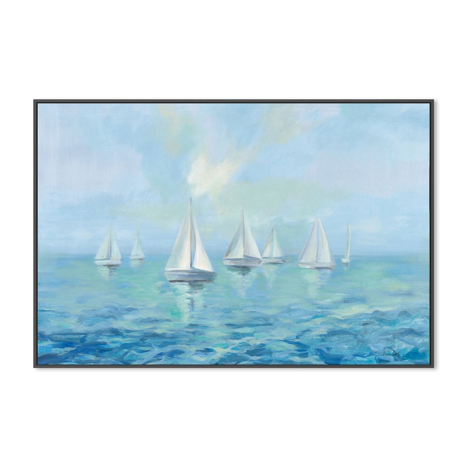 wall-art-print-canvas-poster-framed-Boats in the Haze-by-Silvia Vassileva-Gioia Wall Art