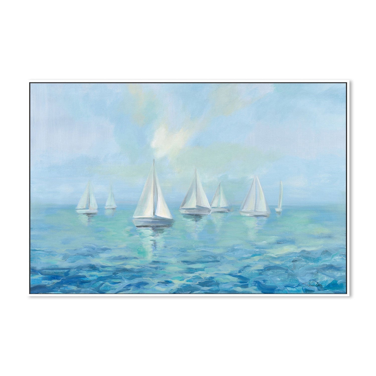 wall-art-print-canvas-poster-framed-Boats in the Haze-by-Silvia Vassileva-Gioia Wall Art