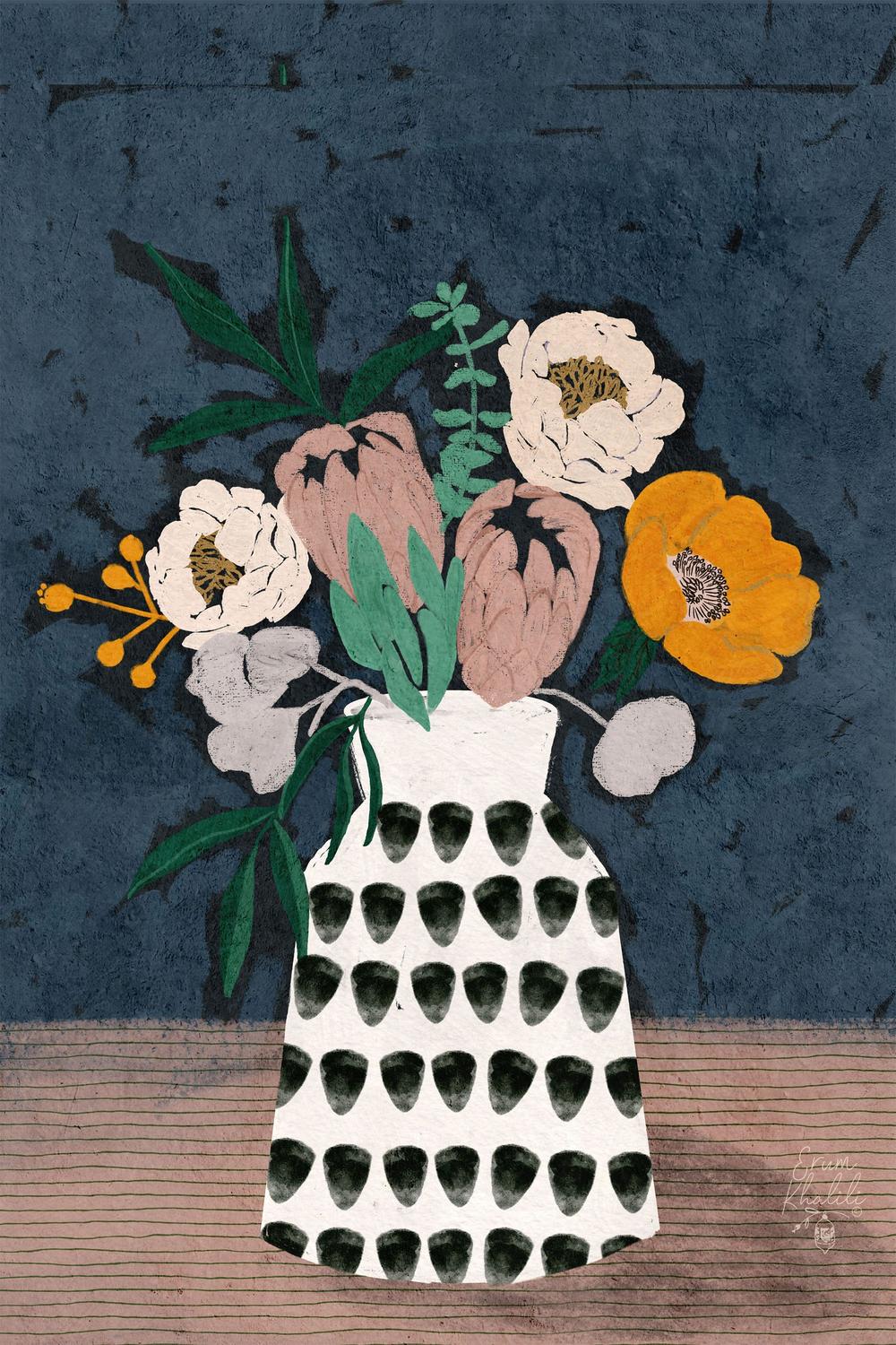 wall-art-print-canvas-poster-framed-Bohemian Floral Bouquet-1