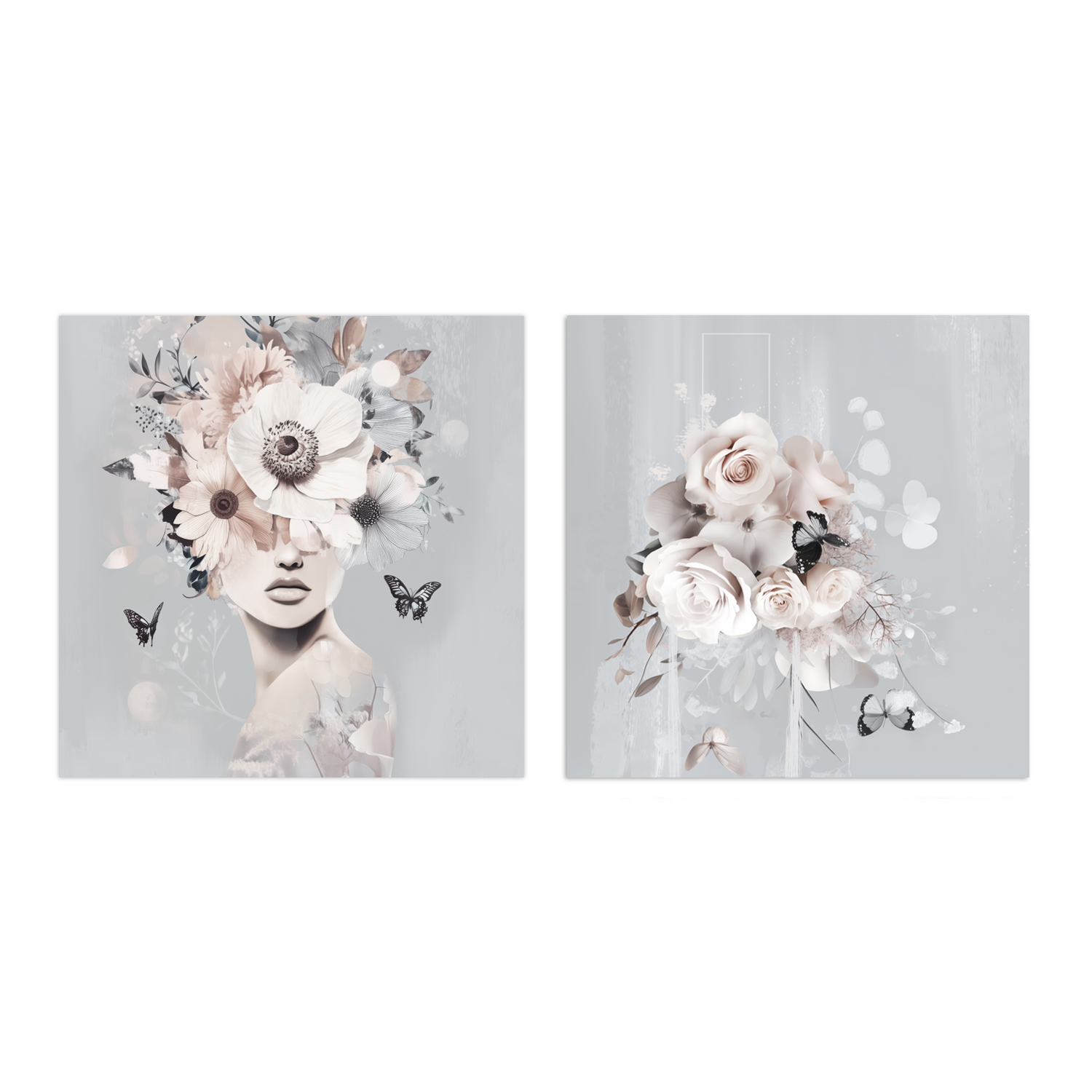 wall-art-print-canvas-poster-framed-Boho Blue, Style A & B, Set Of 2 , By Bella Eve , By Bella Eve-1