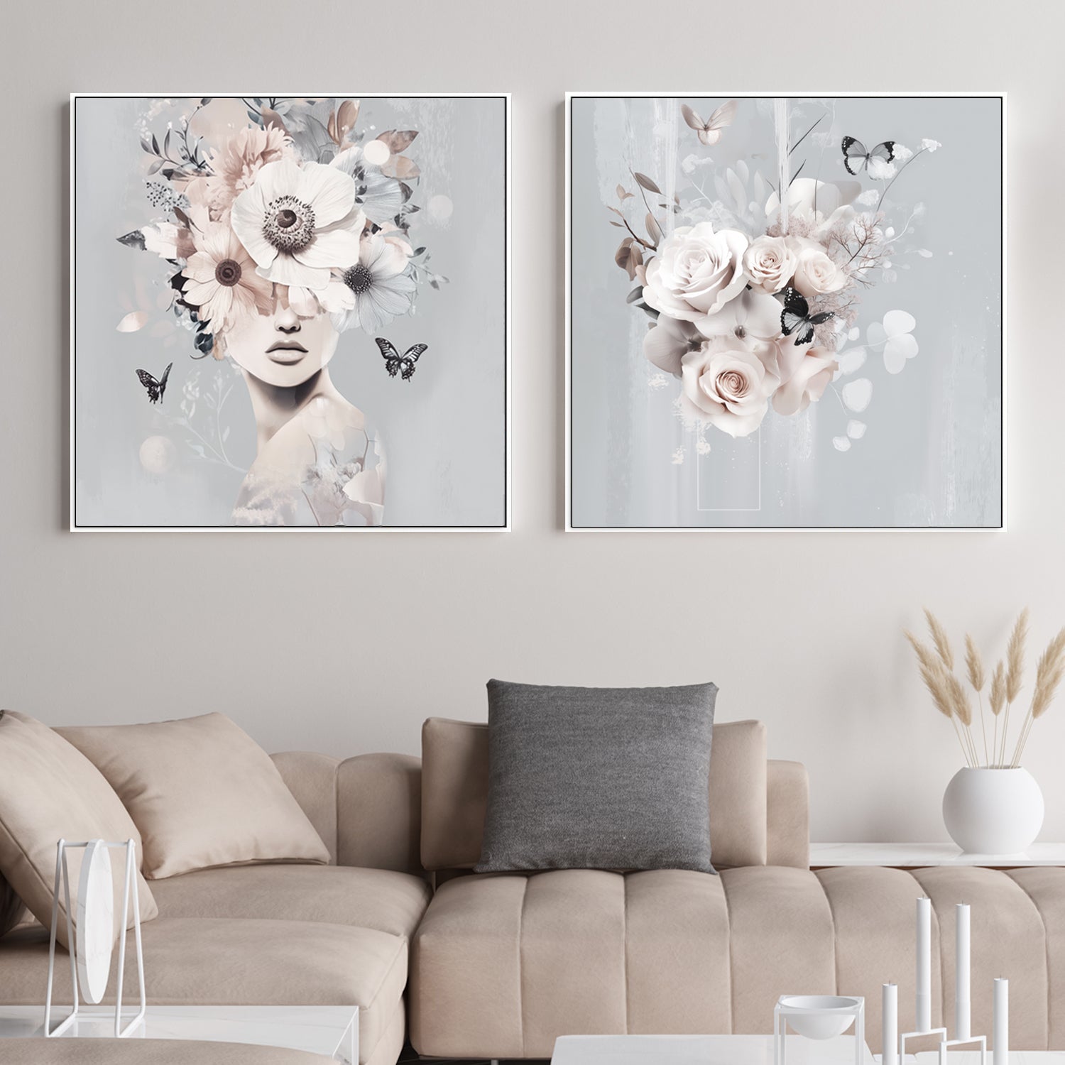 wall-art-print-canvas-poster-framed-Boho Blue, Style A & B, Set Of 2 , By Bella Eve , By Bella Eve-2