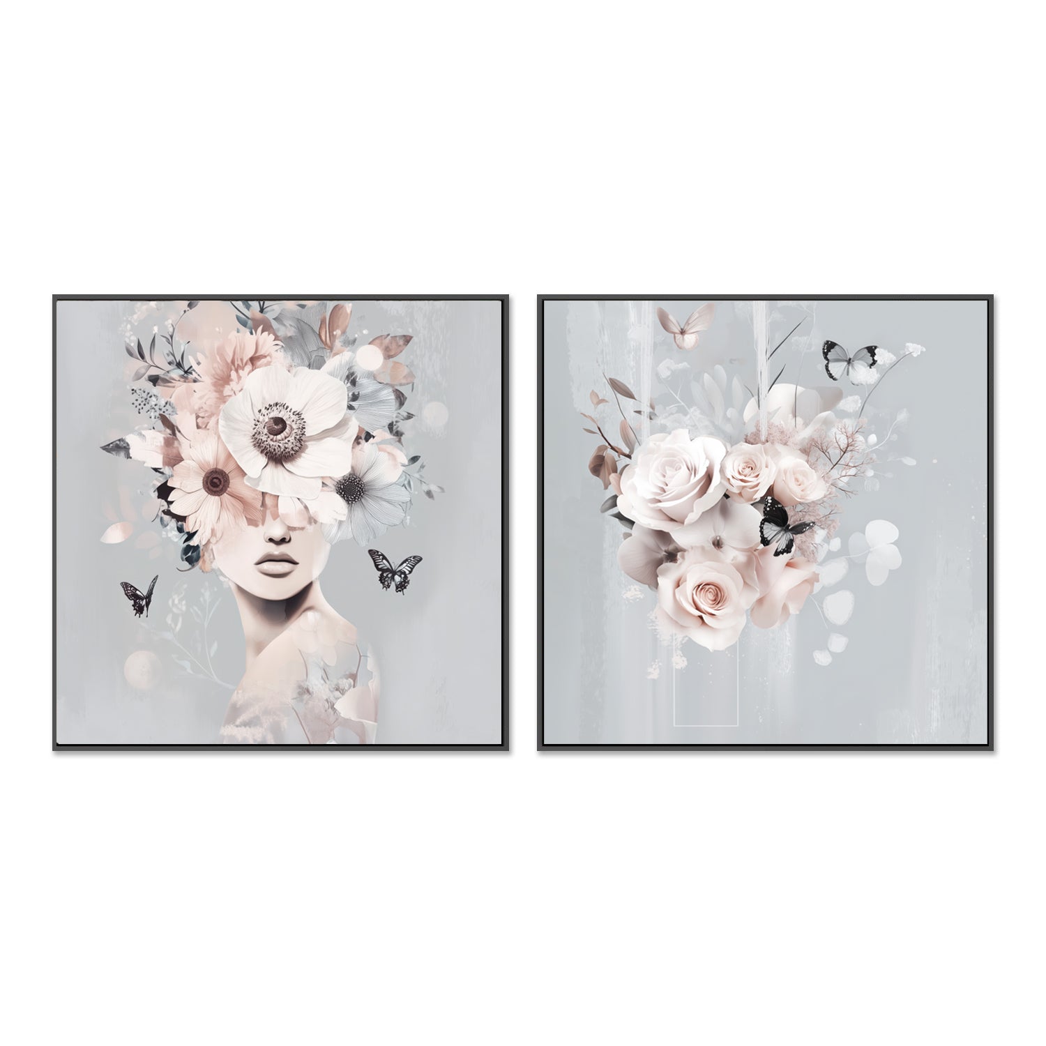 wall-art-print-canvas-poster-framed-Boho Blue, Style A & B, Set Of 2 , By Bella Eve , By Bella Eve-3