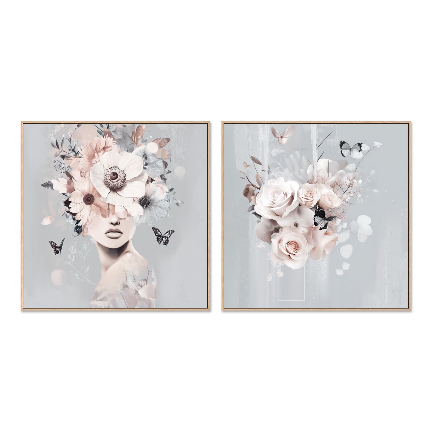 wall-art-print-canvas-poster-framed-Boho Blue, Style A & B, Set Of 2 , By Bella Eve , By Bella Eve-4