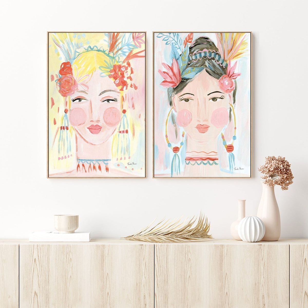 Boho Lady, Style A & B, Set Of 2