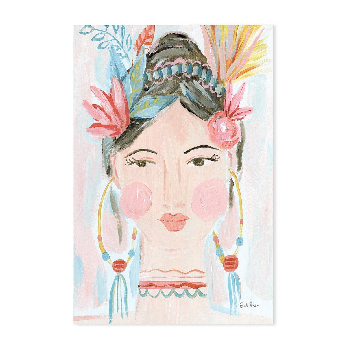 wall-art-print-canvas-poster-framed-Boho Lady, Style A & B, Set Of 2 , By Farida Zaman-GIOIA-WALL-ART