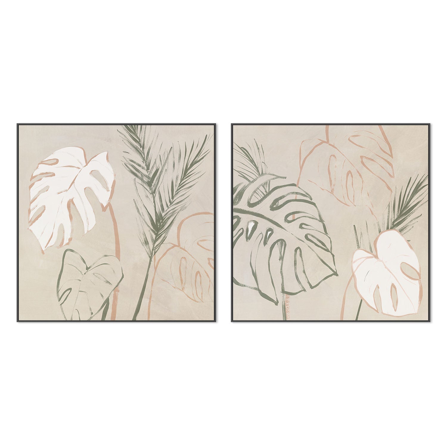wall-art-print-canvas-poster-framed-Boho Palms, Style A & B, Set Of 2 , By Aria K-3