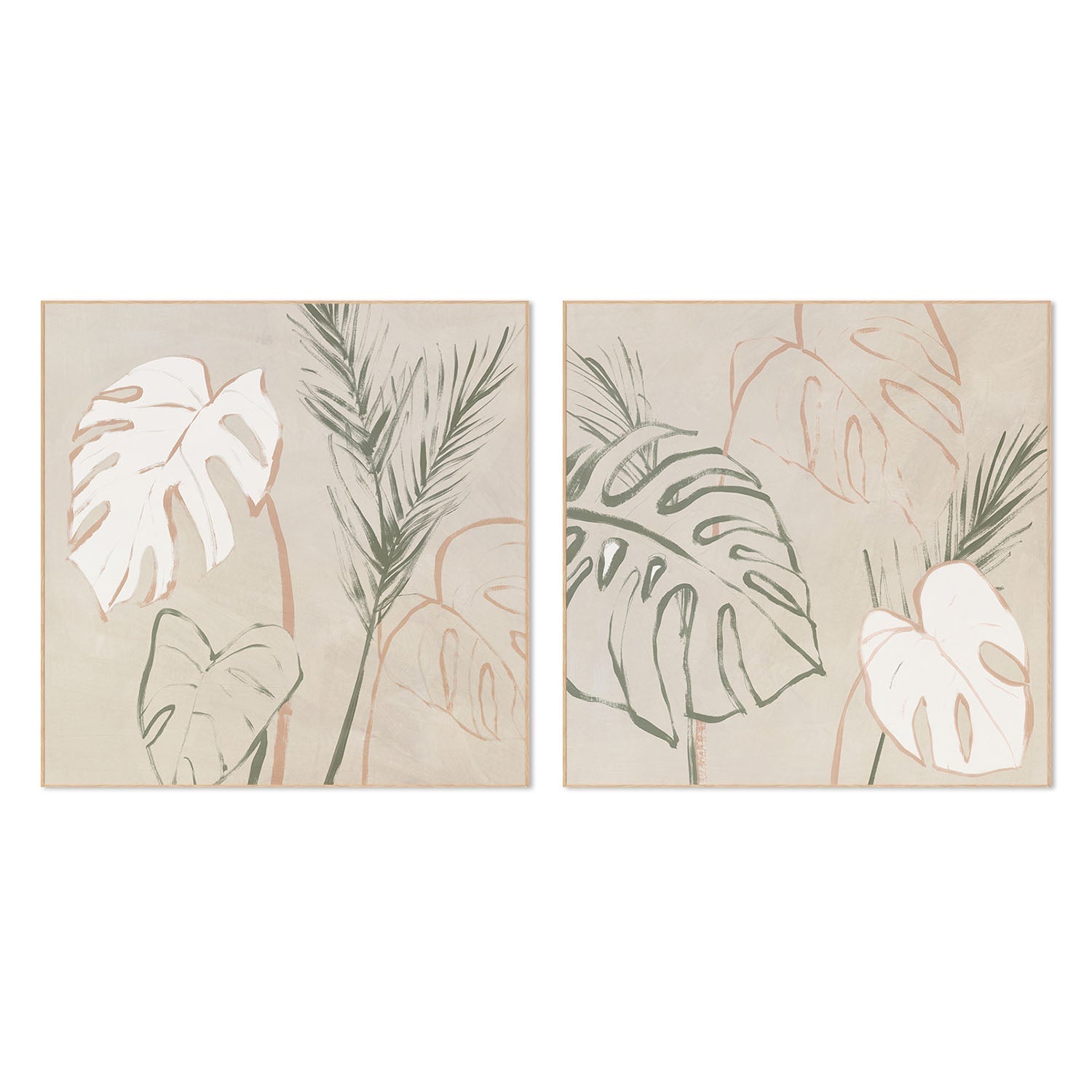 wall-art-print-canvas-poster-framed-Boho Palms, Style A & B, Set Of 2 , By Aria K-4