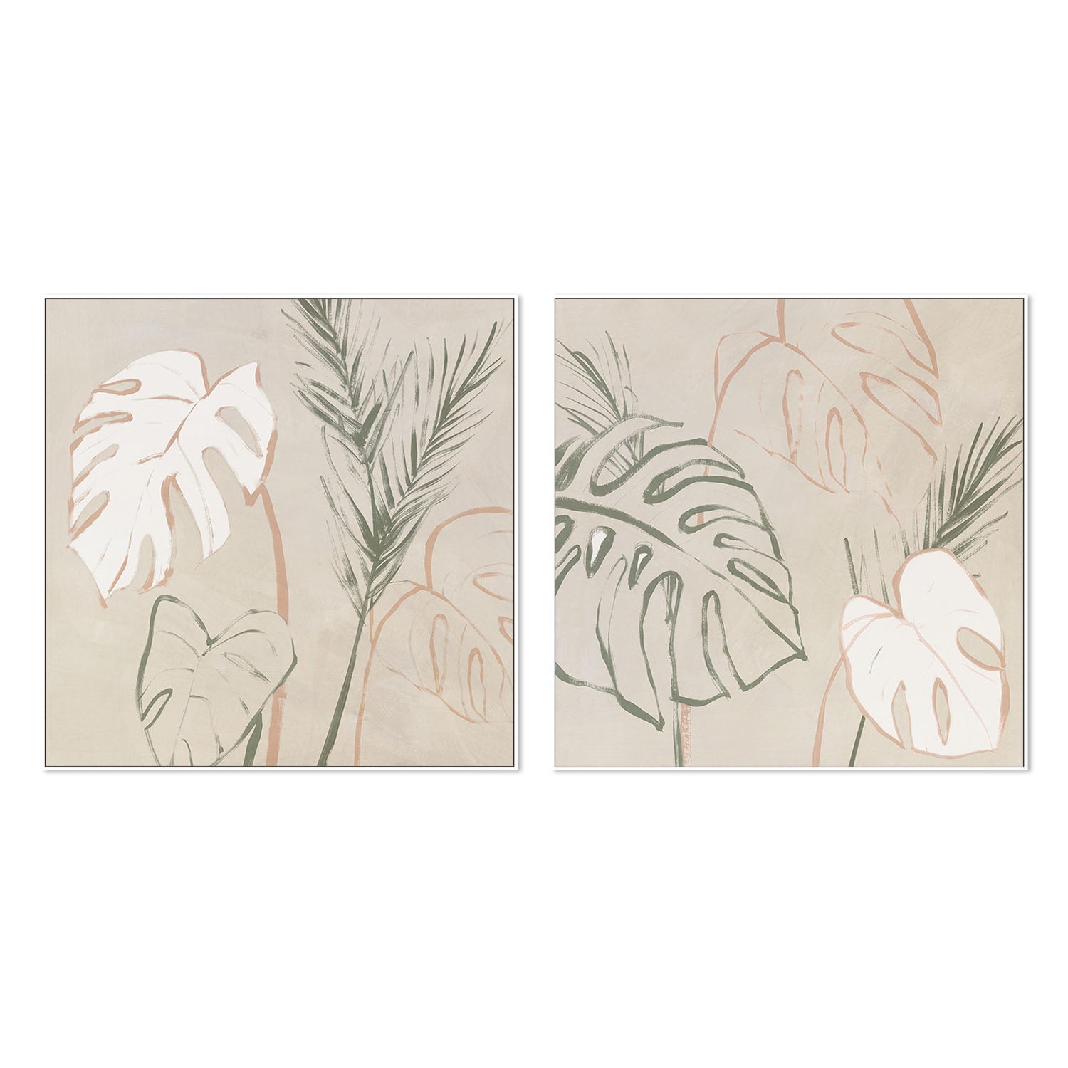 wall-art-print-canvas-poster-framed-Boho Palms, Style A & B, Set Of 2 , By Aria K-5