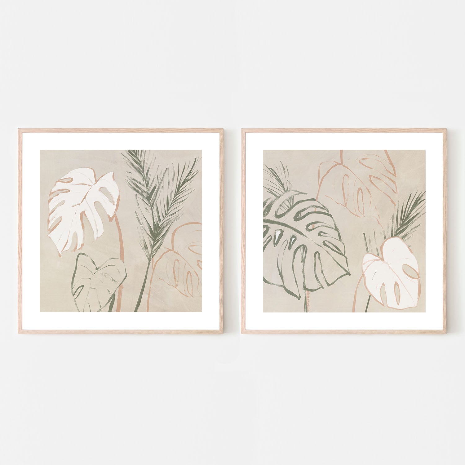 wall-art-print-canvas-poster-framed-Boho Palms, Style A & B, Set Of 2 , By Aria K-6