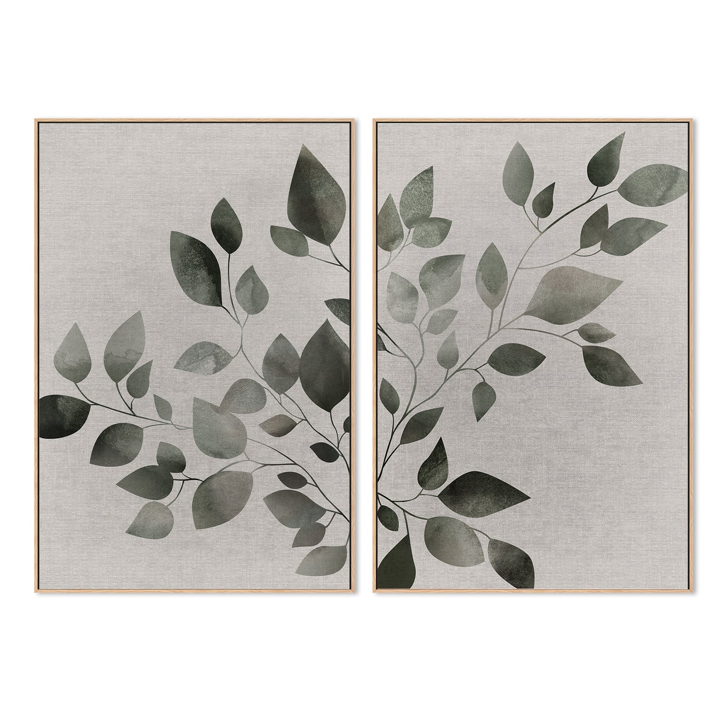 wall-art-print-canvas-poster-framed-Botanical Pair Green-by-Dear Musketeer Studio-Gioia Wall Art