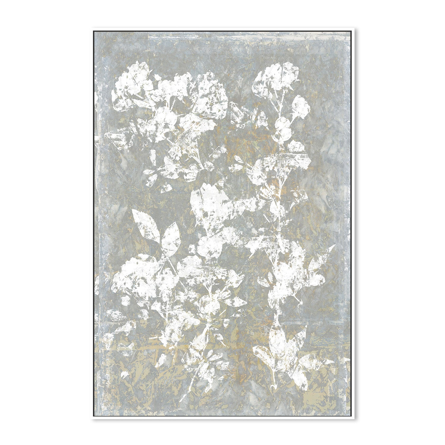 wall-art-print-canvas-poster-framed-Botanical White Textured Floral , Style A-5