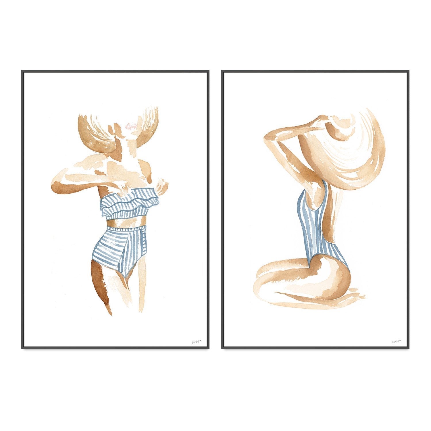 wall-art-print-canvas-poster-framed-Breezy Beach Babe, Set Of 2 , By Cass Deller-3