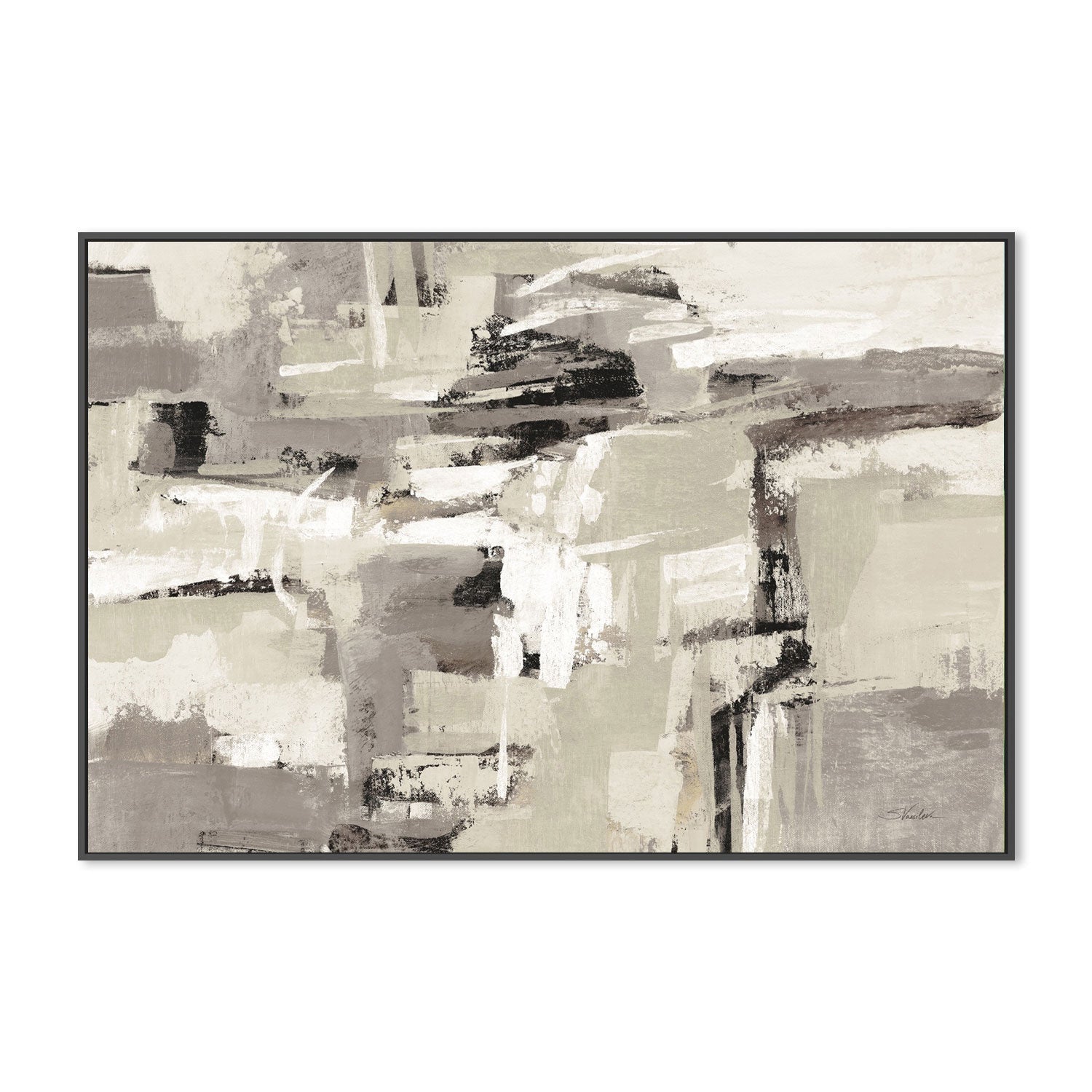 wall-art-print-canvas-poster-framed-Brick Wall Neutral-by-Silvia Vassileva-Gioia Wall Art