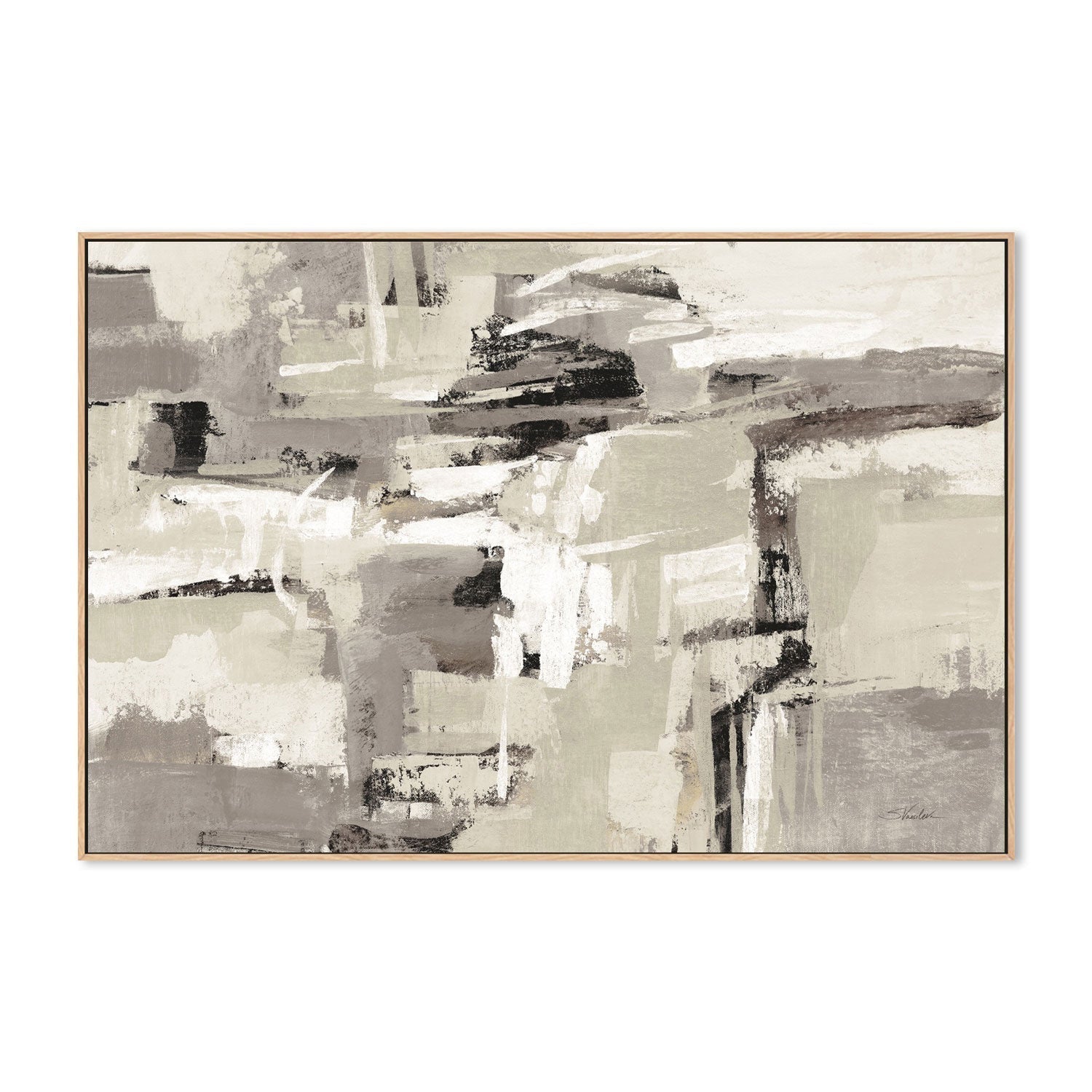 wall-art-print-canvas-poster-framed-Brick Wall Neutral-by-Silvia Vassileva-Gioia Wall Art