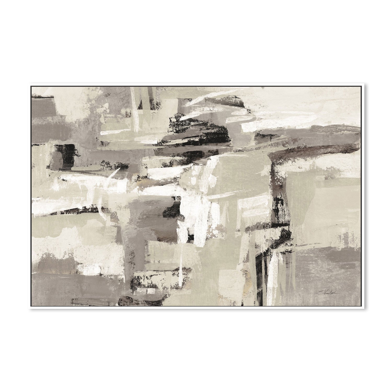 wall-art-print-canvas-poster-framed-Brick Wall Neutral-by-Silvia Vassileva-Gioia Wall Art