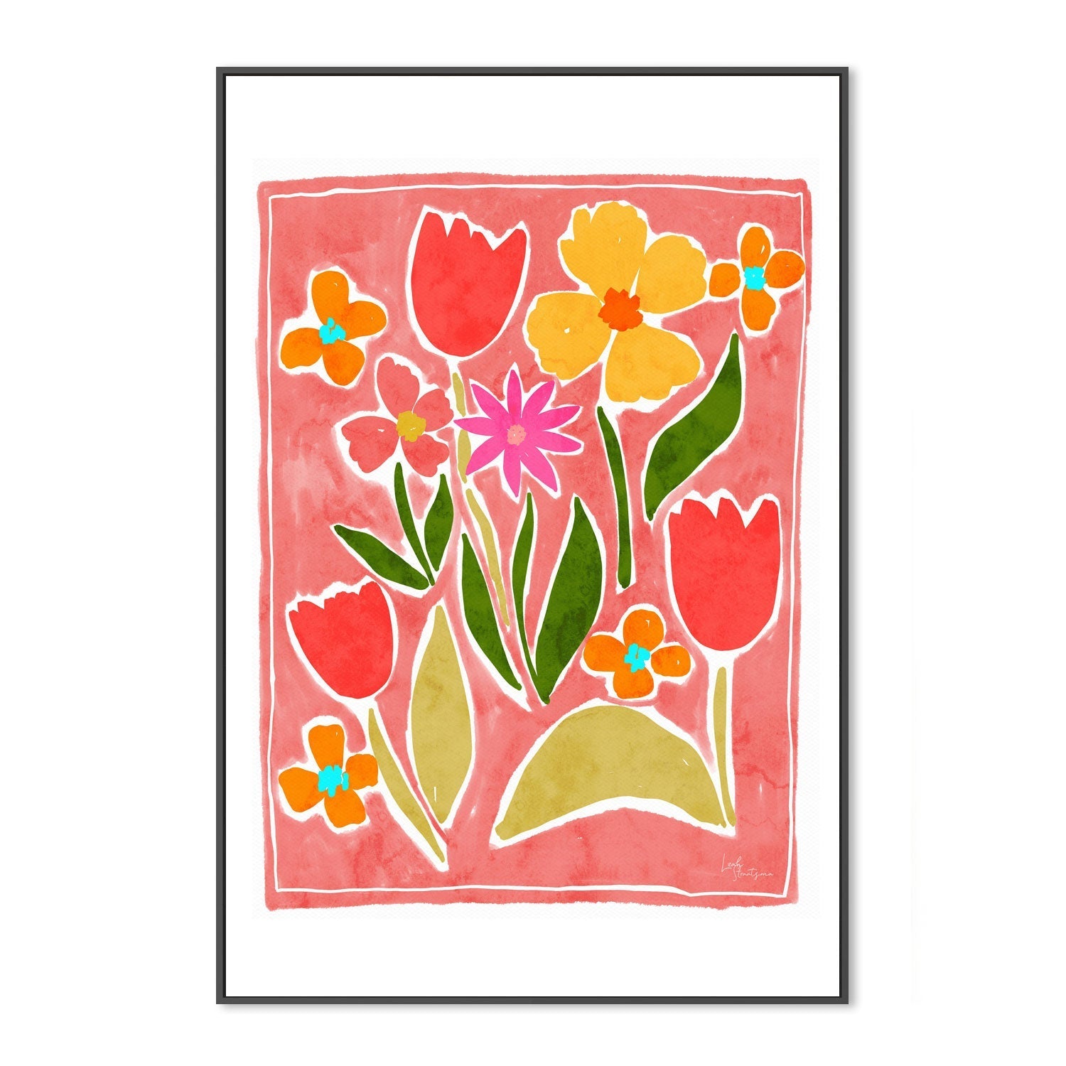 wall-art-print-canvas-poster-framed-Bright Flowers , By Leah Straatsma-3