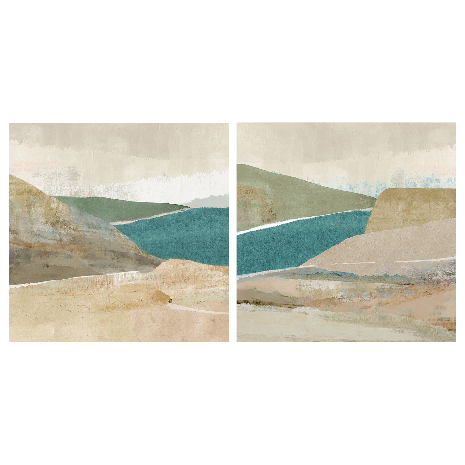 wall-art-print-canvas-poster-framed-Bright Stone Bay, Style A & B, Set Of 2 , By Flora Kouta-1