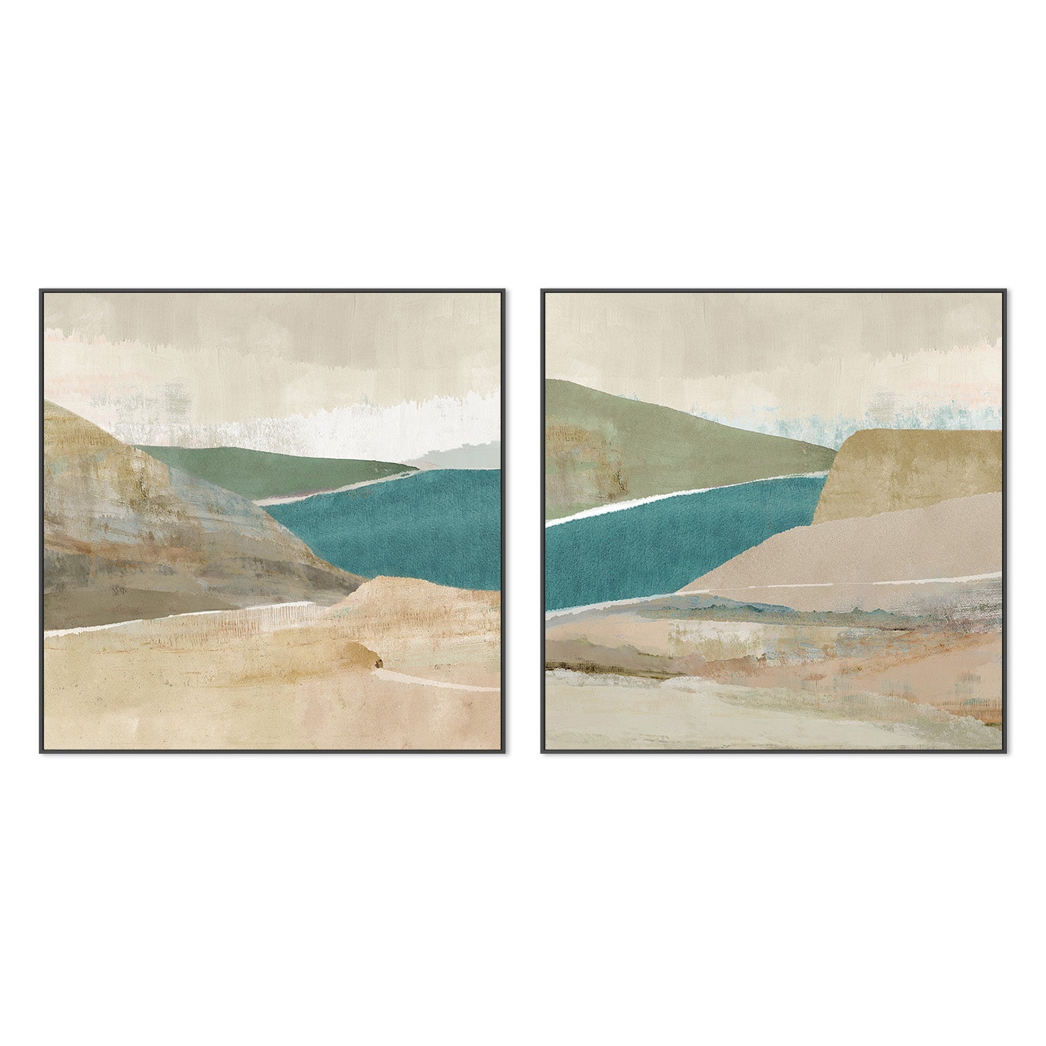 wall-art-print-canvas-poster-framed-Bright Stone Bay, Style A & B, Set Of 2 , By Flora Kouta-3