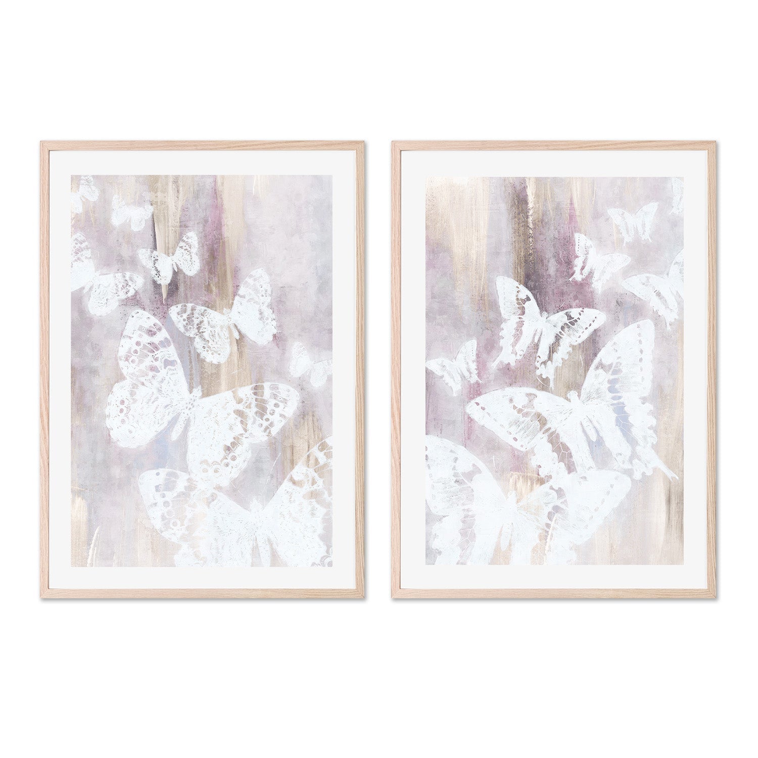 wall-art-print-canvas-poster-framed-Bright White Butterflies, Style A & B, Set Of 2 , By Nina Blue-6