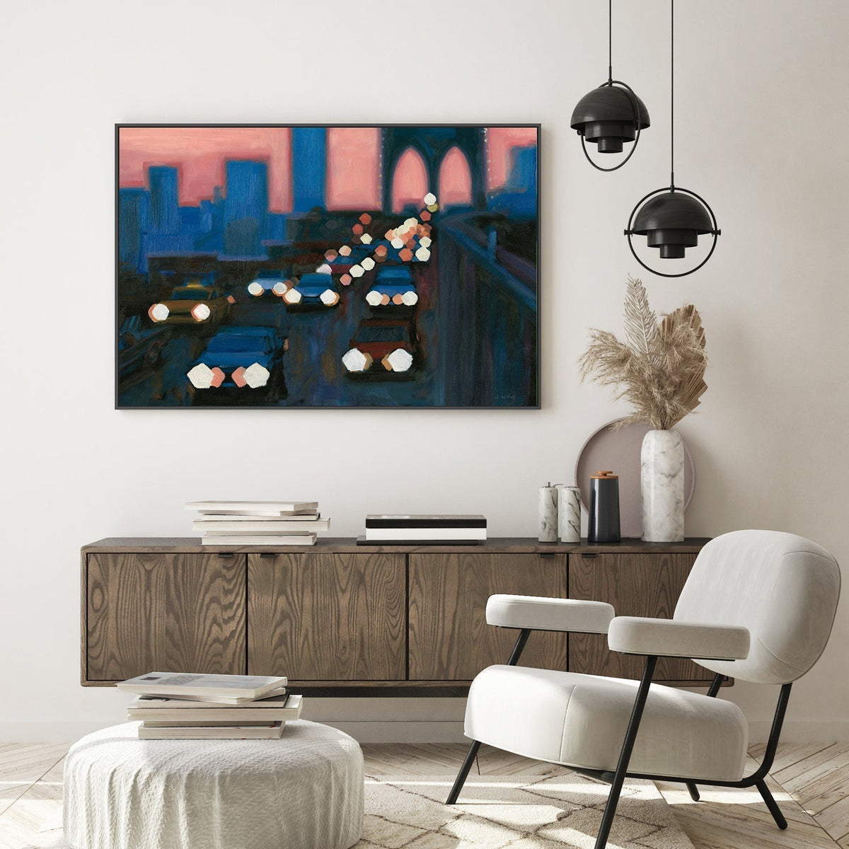 wall-art-print-canvas-poster-framed-Brooklyn Bridge Evening, Style B-by-James Wiens-Gioia Wall Art