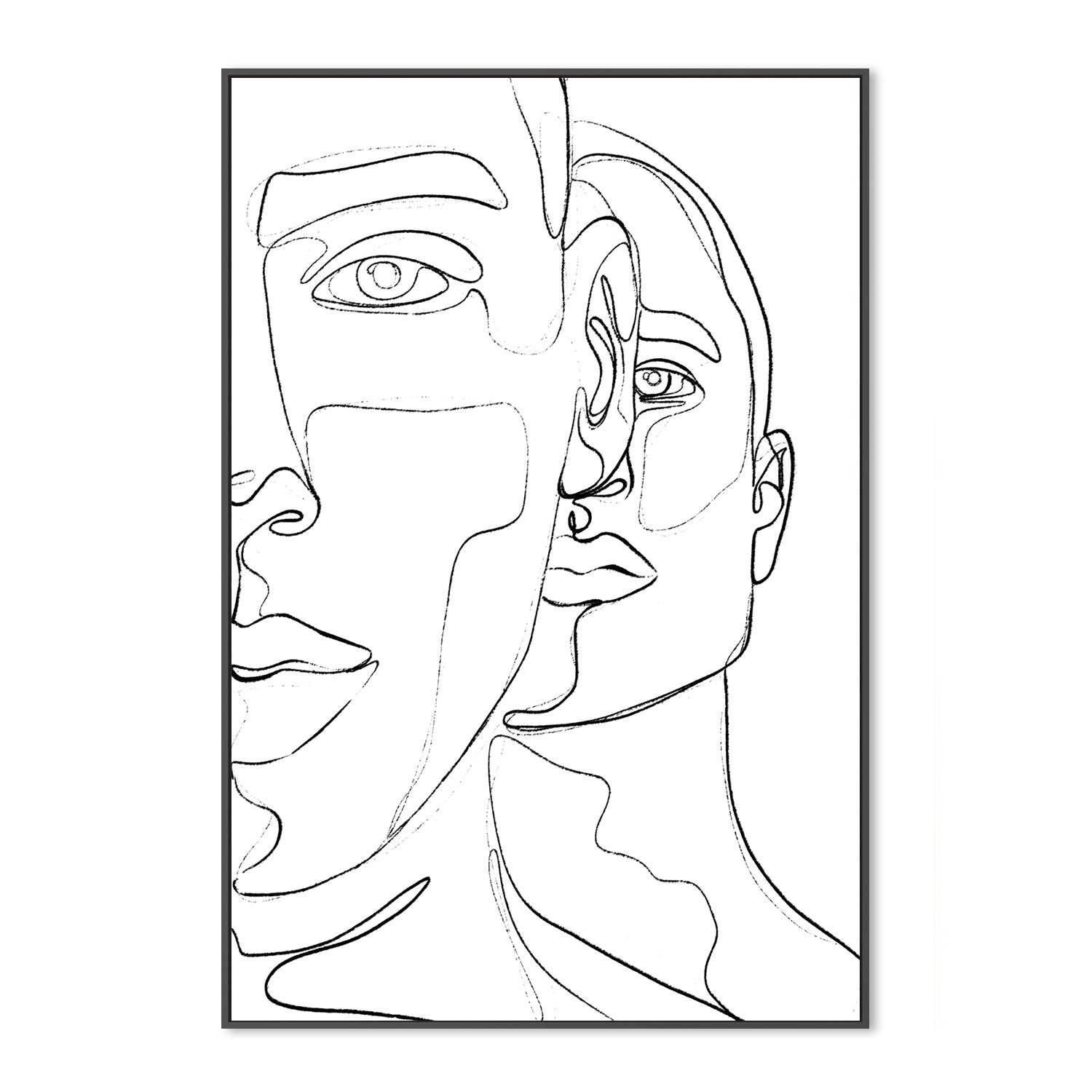 wall-art-print-canvas-poster-framed-Brothers Line Drawing , By Treechild-GIOIA-WALL-ART