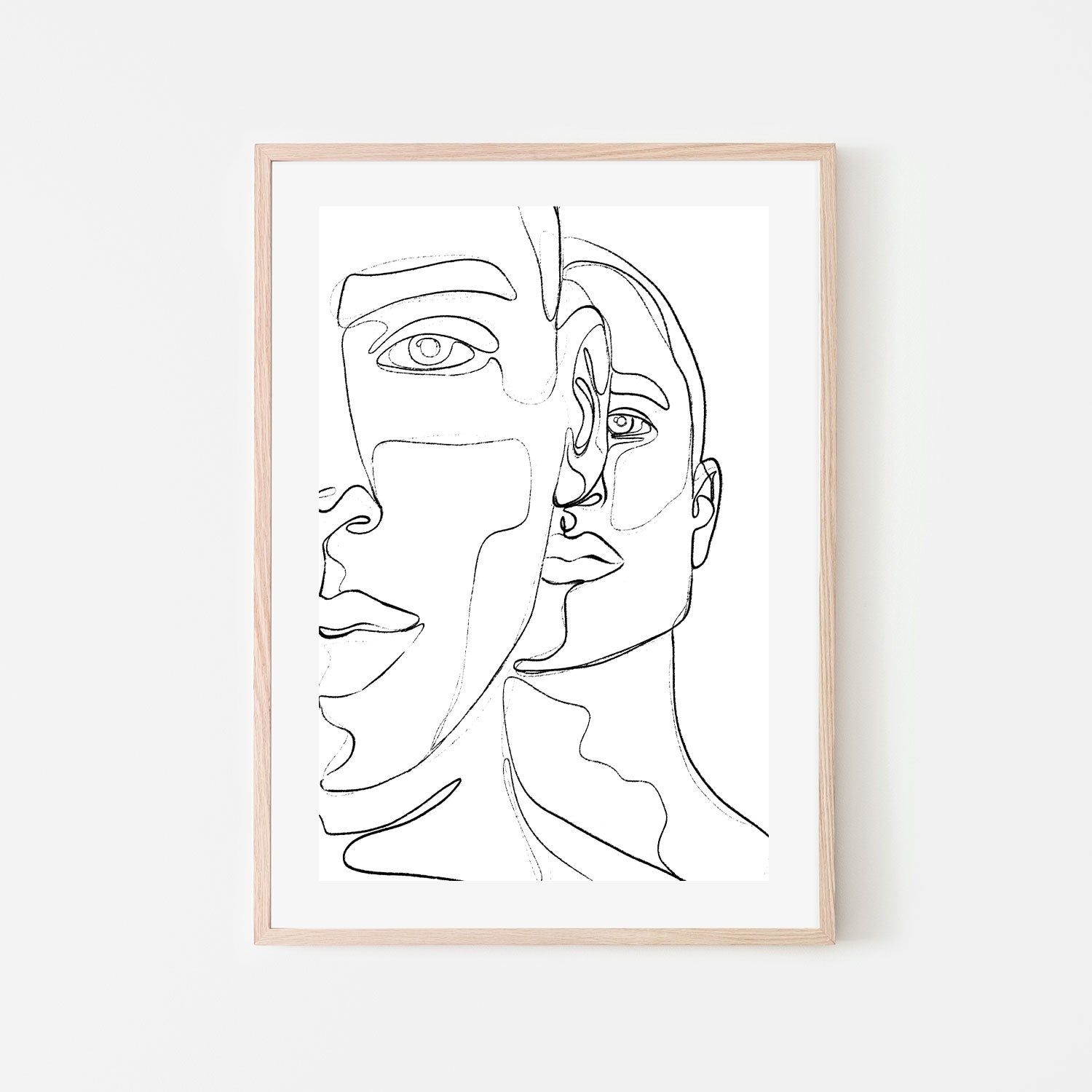 wall-art-print-canvas-poster-framed-Brothers Line Drawing , By Treechild-GIOIA-WALL-ART