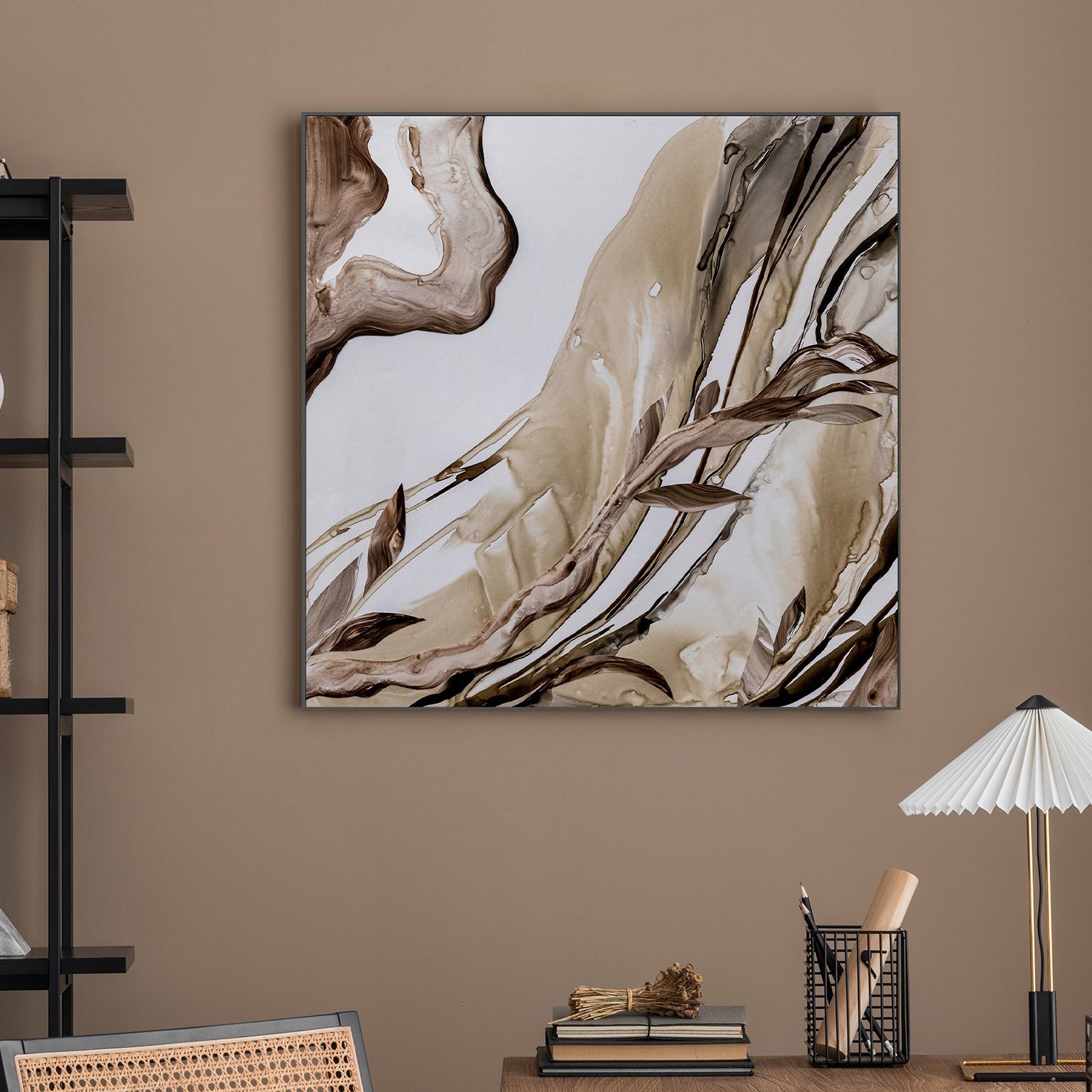 wall-art-print-canvas-poster-framed-Brown Abstract , By Amelia Aveline-2