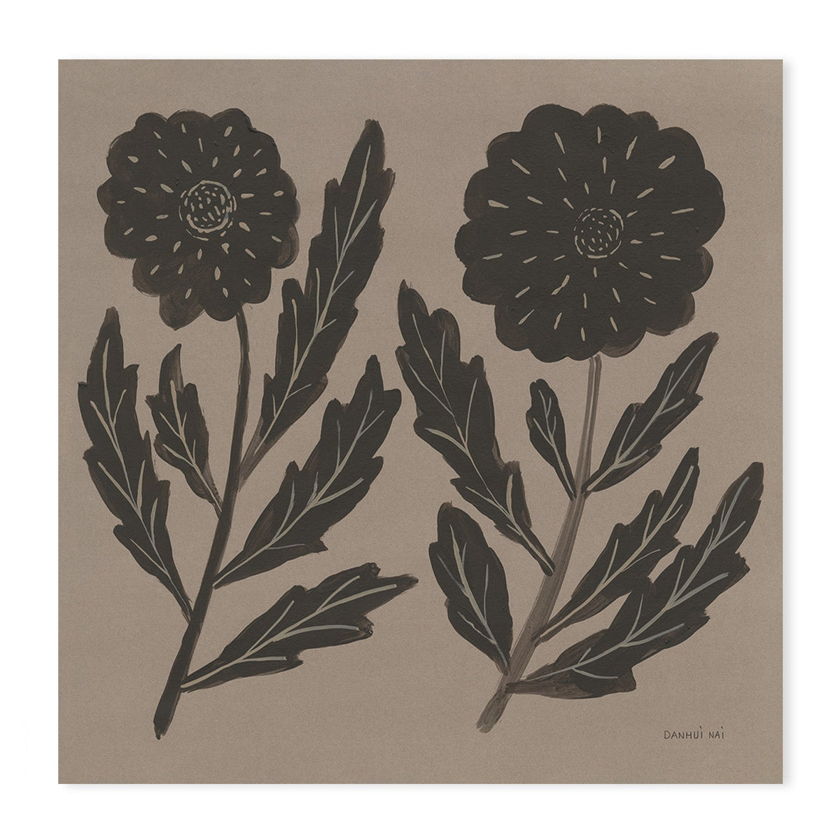 wall-art-print-canvas-poster-framed-Brown Abstract Flowers, Style A & B, Set Of 2 , By Danhui Nai-GIOIA-WALL-ART