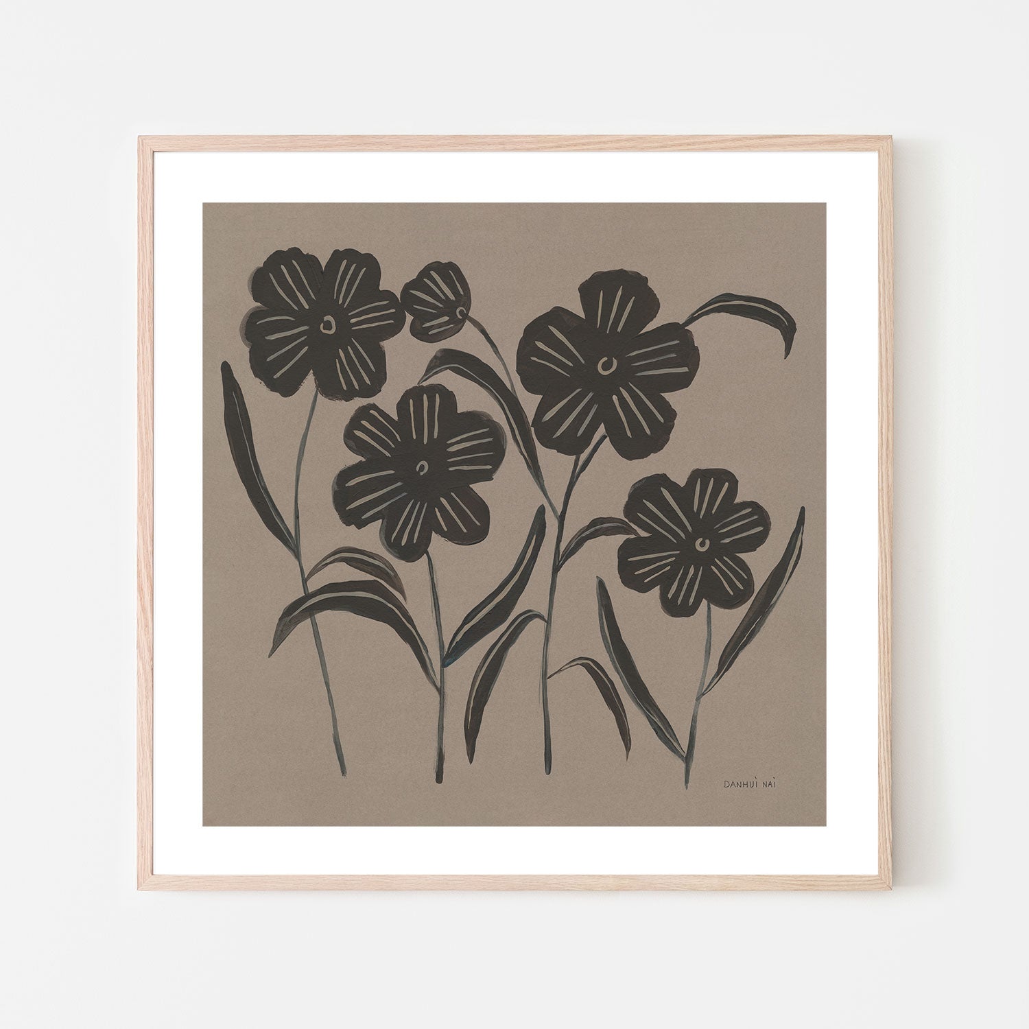 wall-art-print-canvas-poster-framed-Brown Abstract Flowers, Style A , By Danhui Nai-GIOIA-WALL-ART