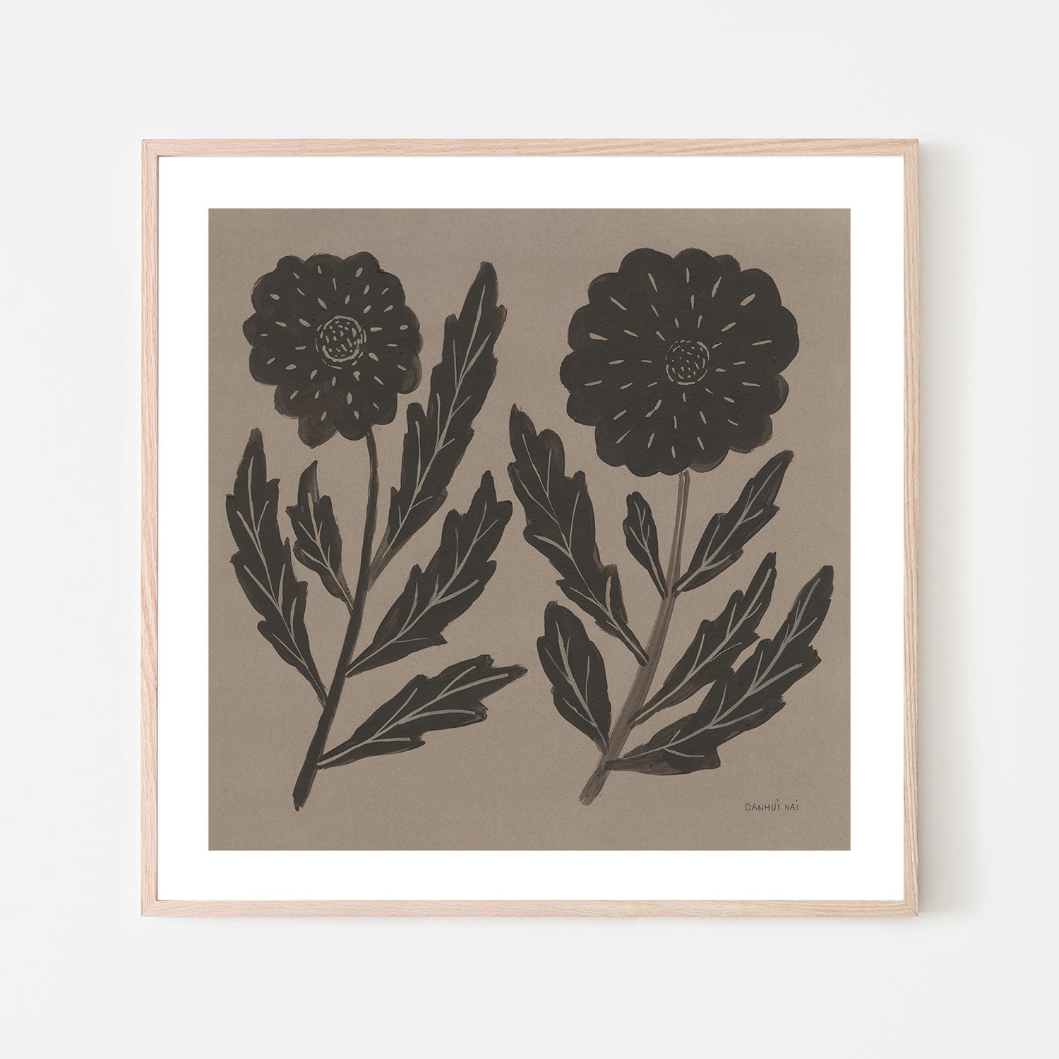 wall-art-print-canvas-poster-framed-Brown Abstract Flowers, Style B , By Danhui Nai-GIOIA-WALL-ART