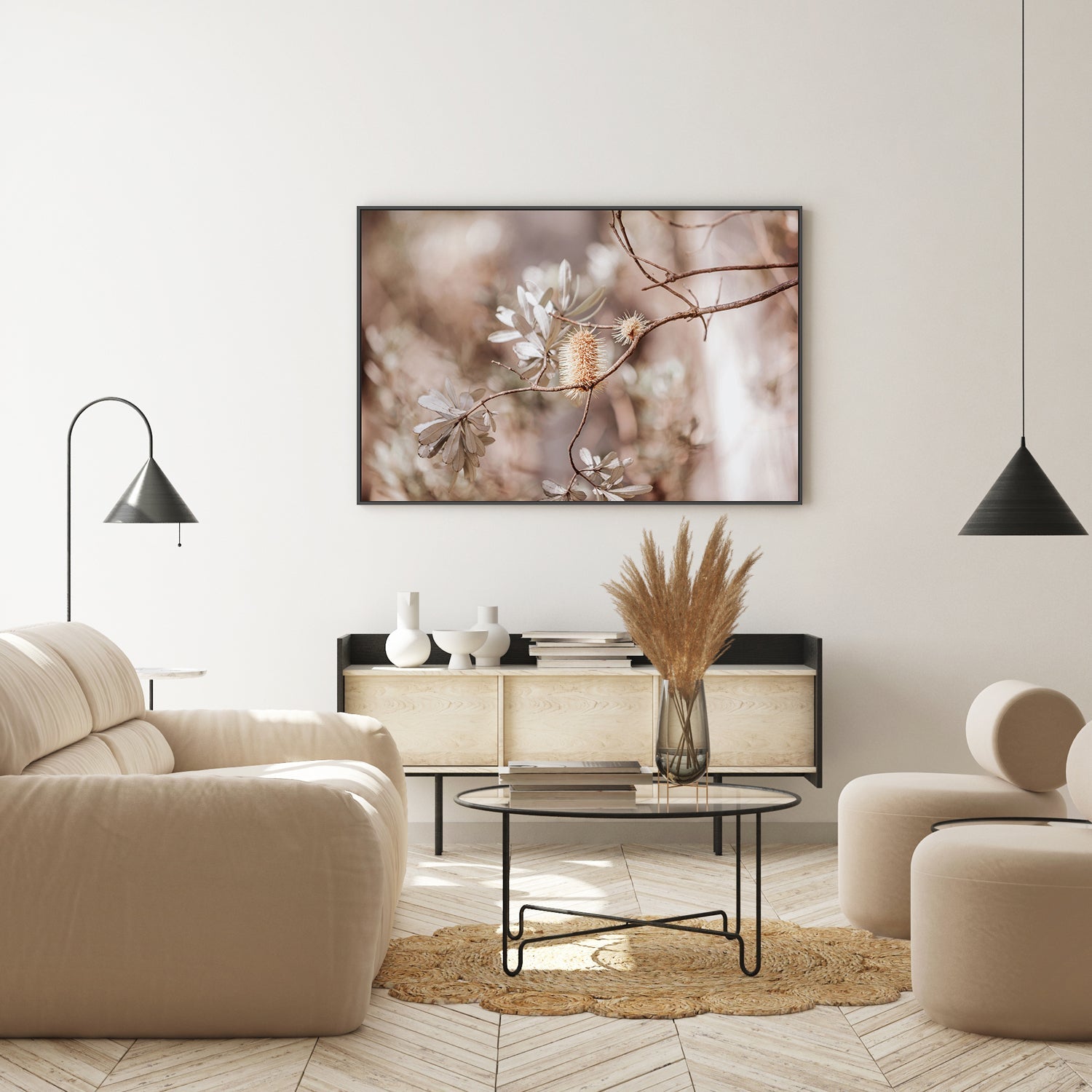 wall-art-print-canvas-poster-framed-Brown Bohemian Native Plants-GIOIA-WALL-ART
