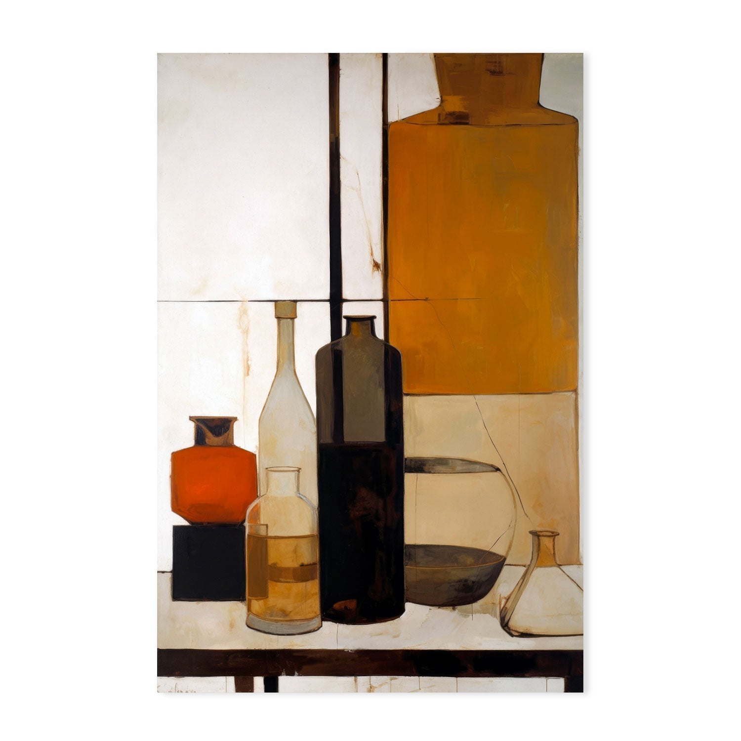 wall-art-print-canvas-poster-framed-Brown Bottles , By Treechild-GIOIA-WALL-ART