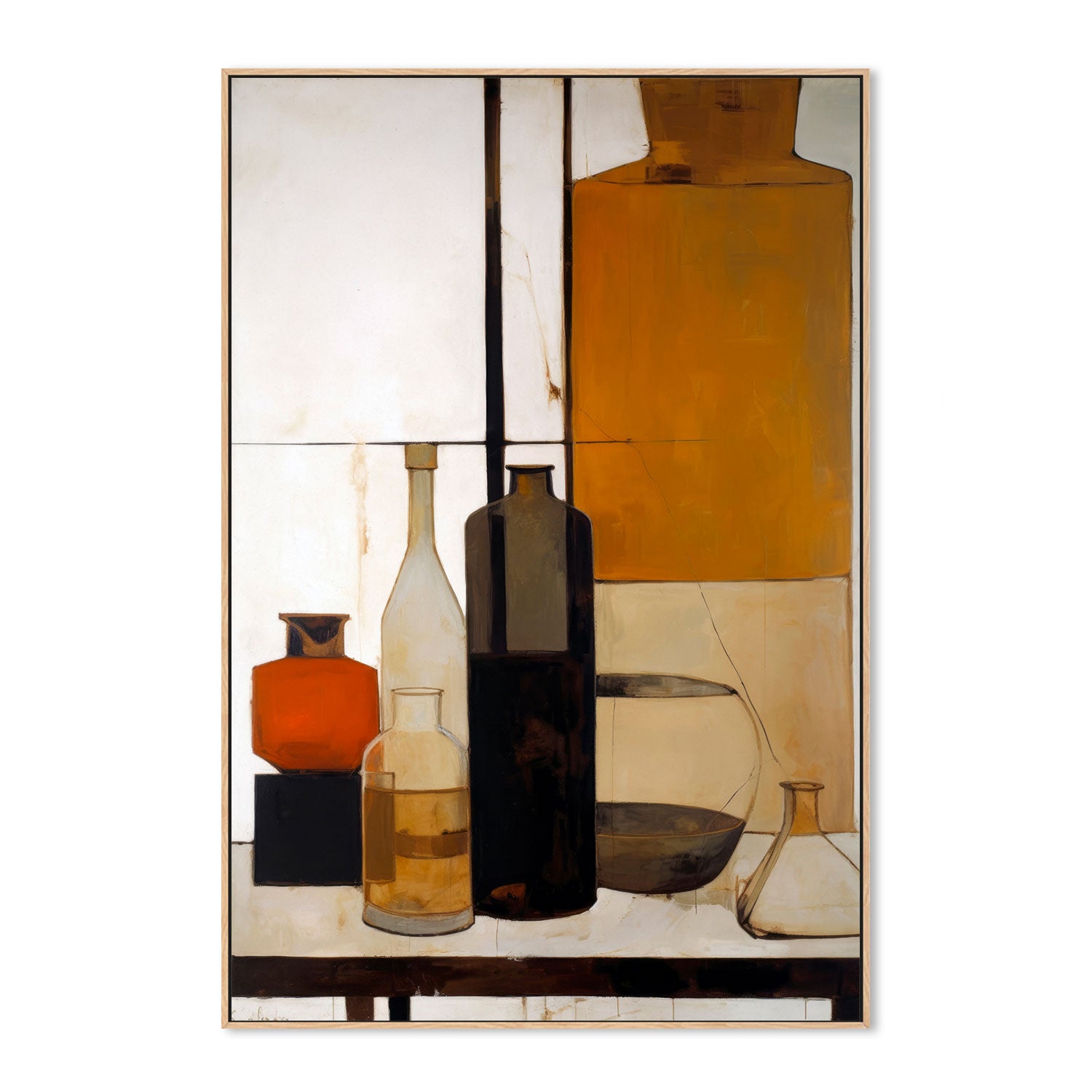 wall-art-print-canvas-poster-framed-Brown Bottles , By Treechild-GIOIA-WALL-ART