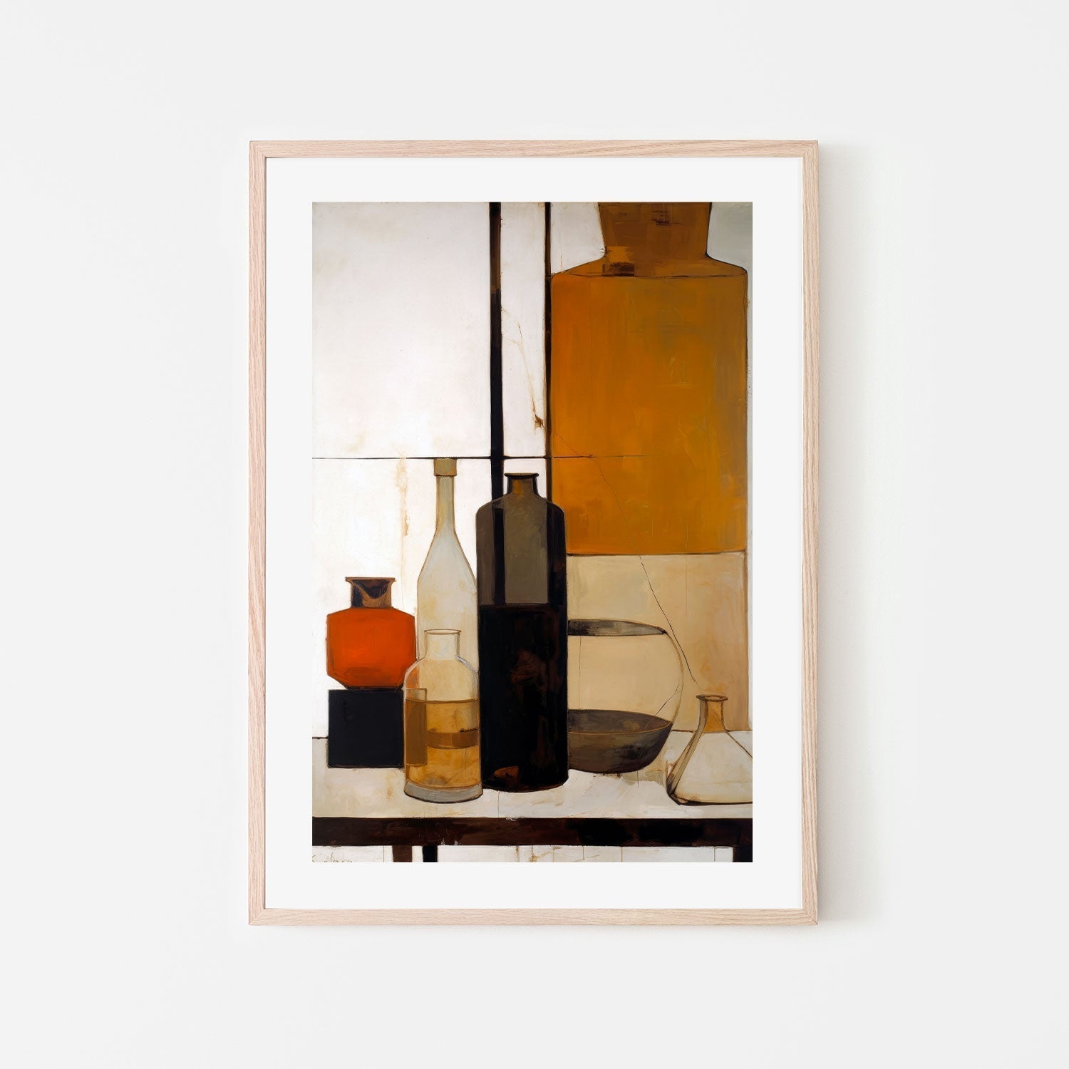 wall-art-print-canvas-poster-framed-Brown Bottles , By Treechild-GIOIA-WALL-ART
