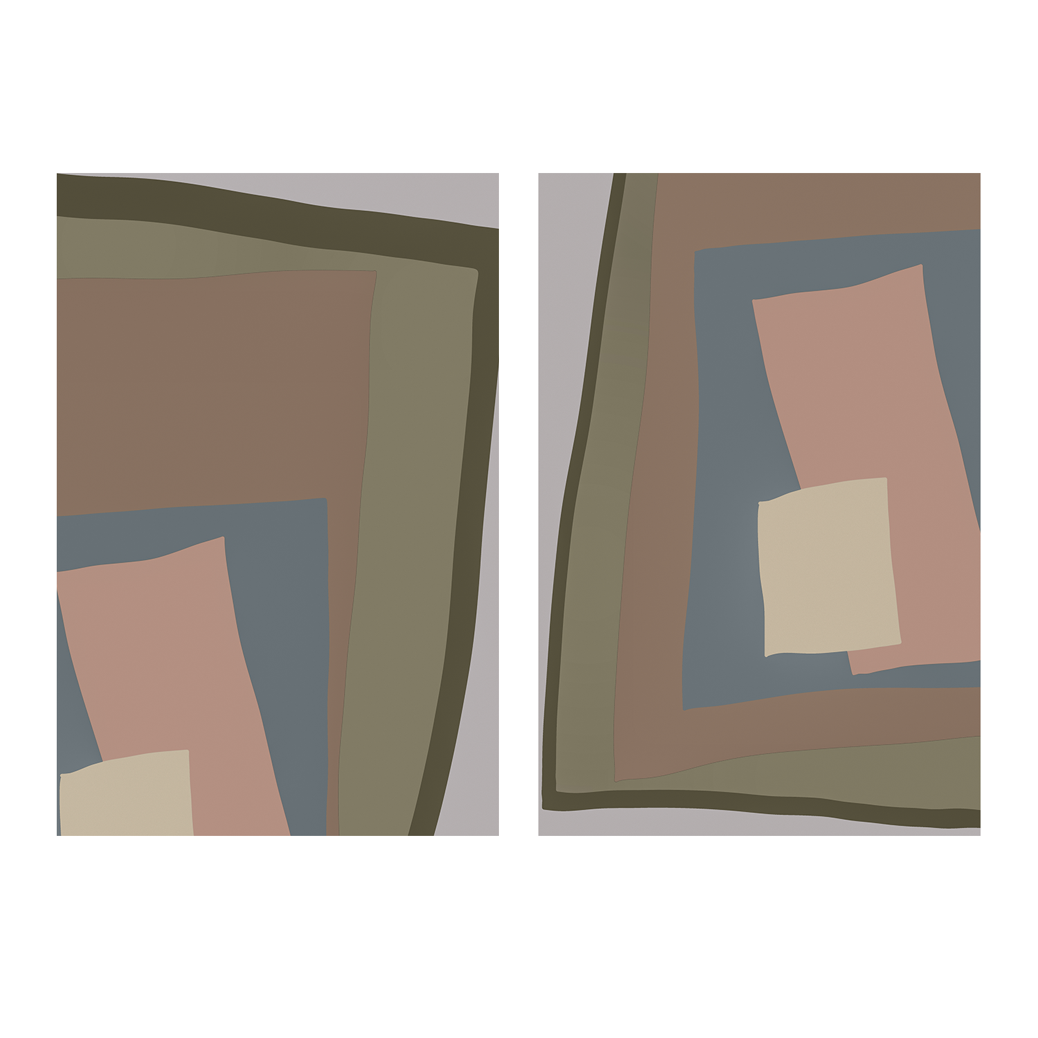 wall-art-print-canvas-poster-framed-Brown Cut Out, Style A & B, Set Of 2 , By JL Design-1