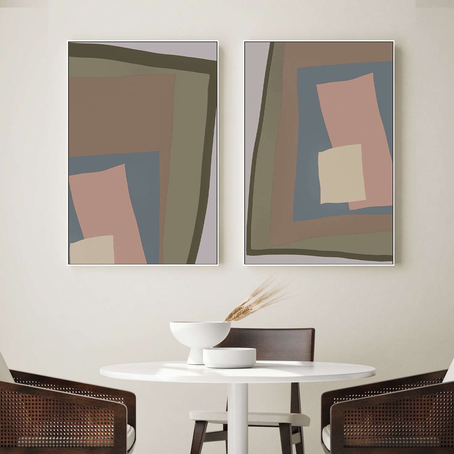 wall-art-print-canvas-poster-framed-Brown Cut Out, Style A & B, Set Of 2 , By JL Design-2