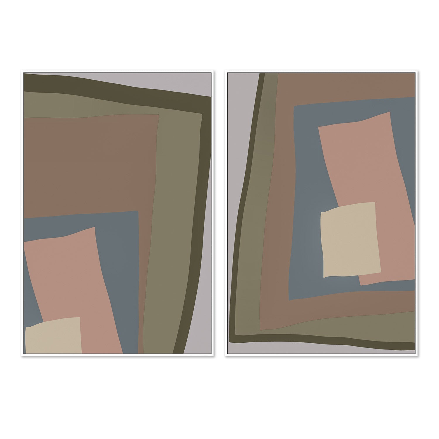 wall-art-print-canvas-poster-framed-Brown Cut Out, Style A & B, Set Of 2 , By JL Design-5
