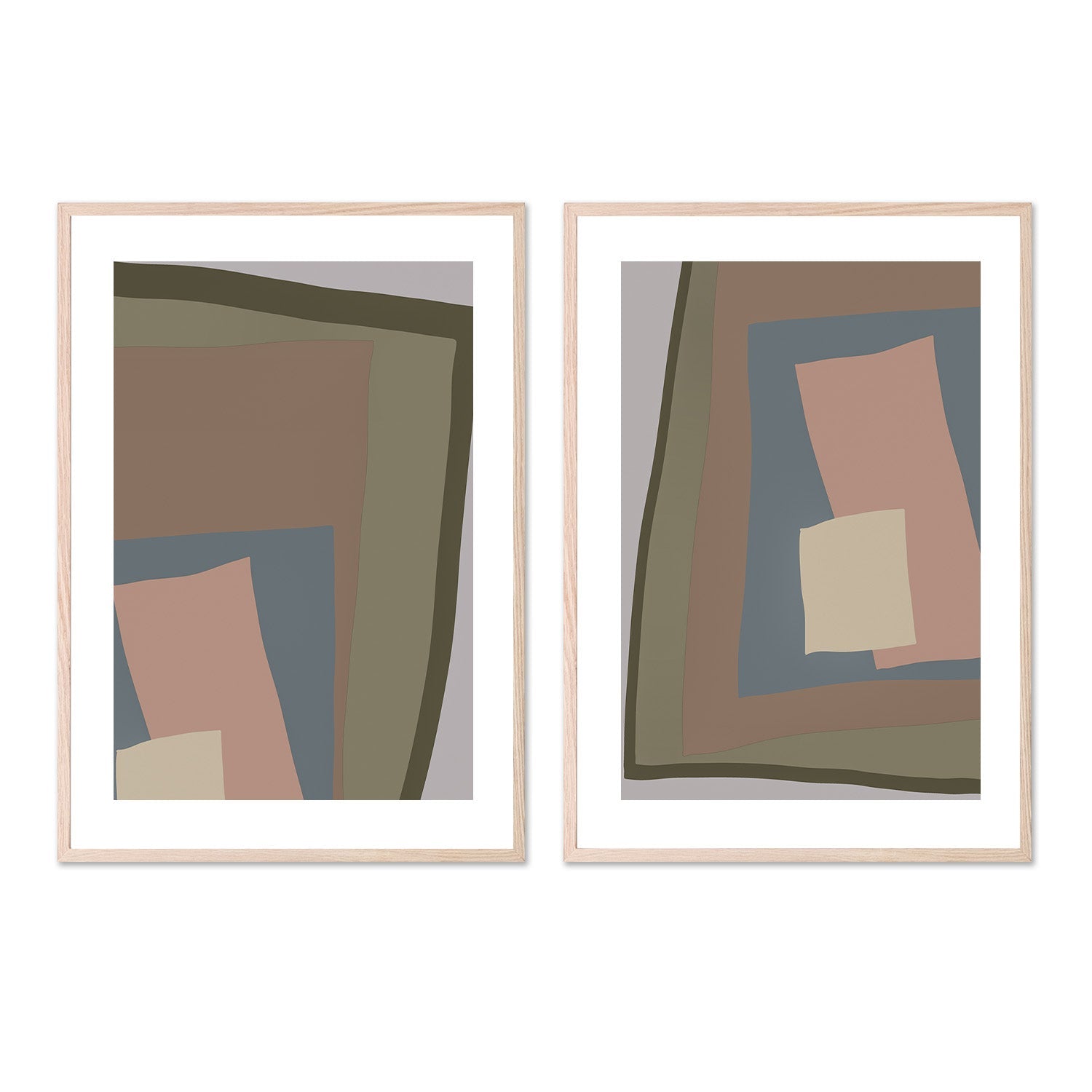 wall-art-print-canvas-poster-framed-Brown Cut Out, Style A & B, Set Of 2 , By JL Design-6