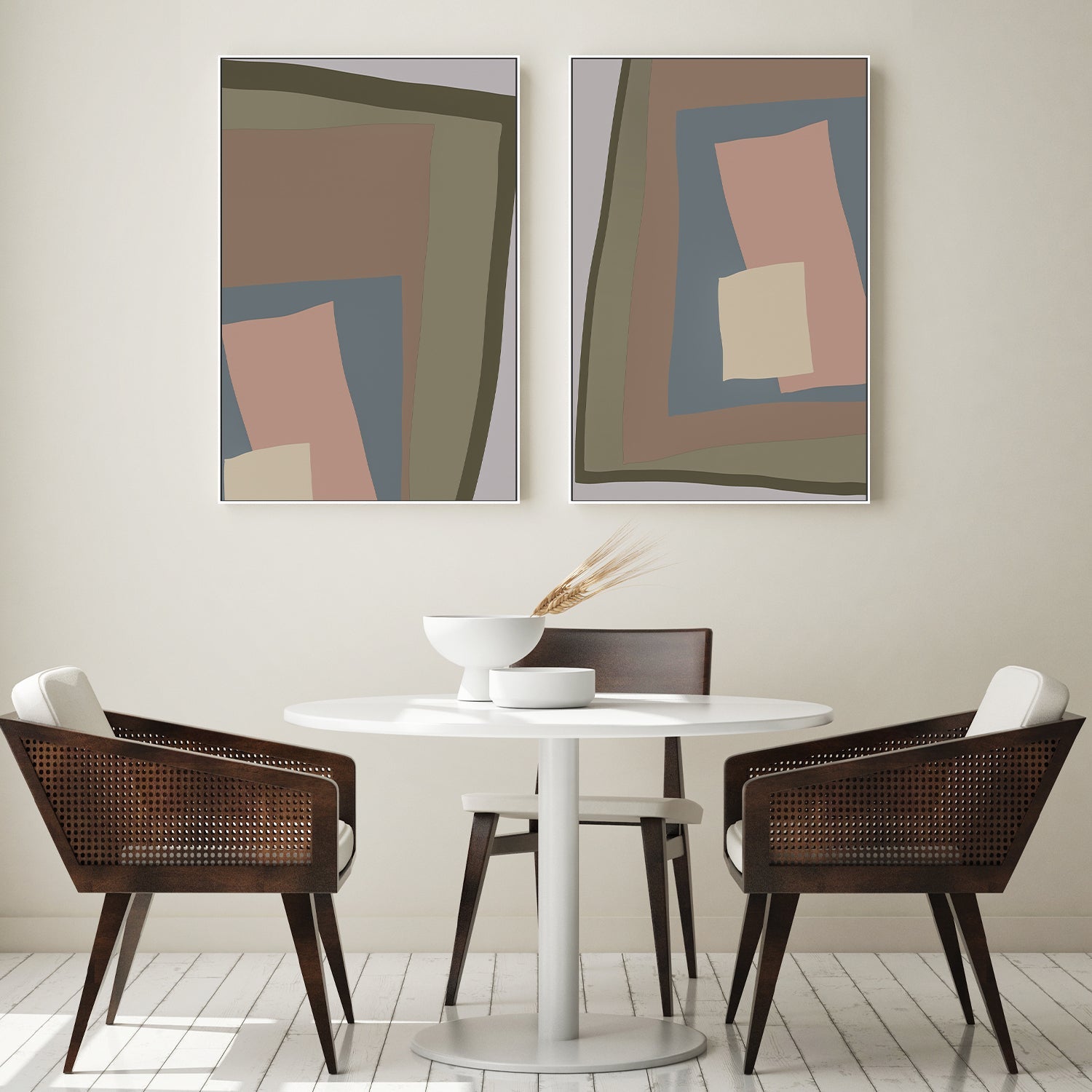 wall-art-print-canvas-poster-framed-Brown Cut Out, Style A & B, Set Of 2 , By JL Design-7