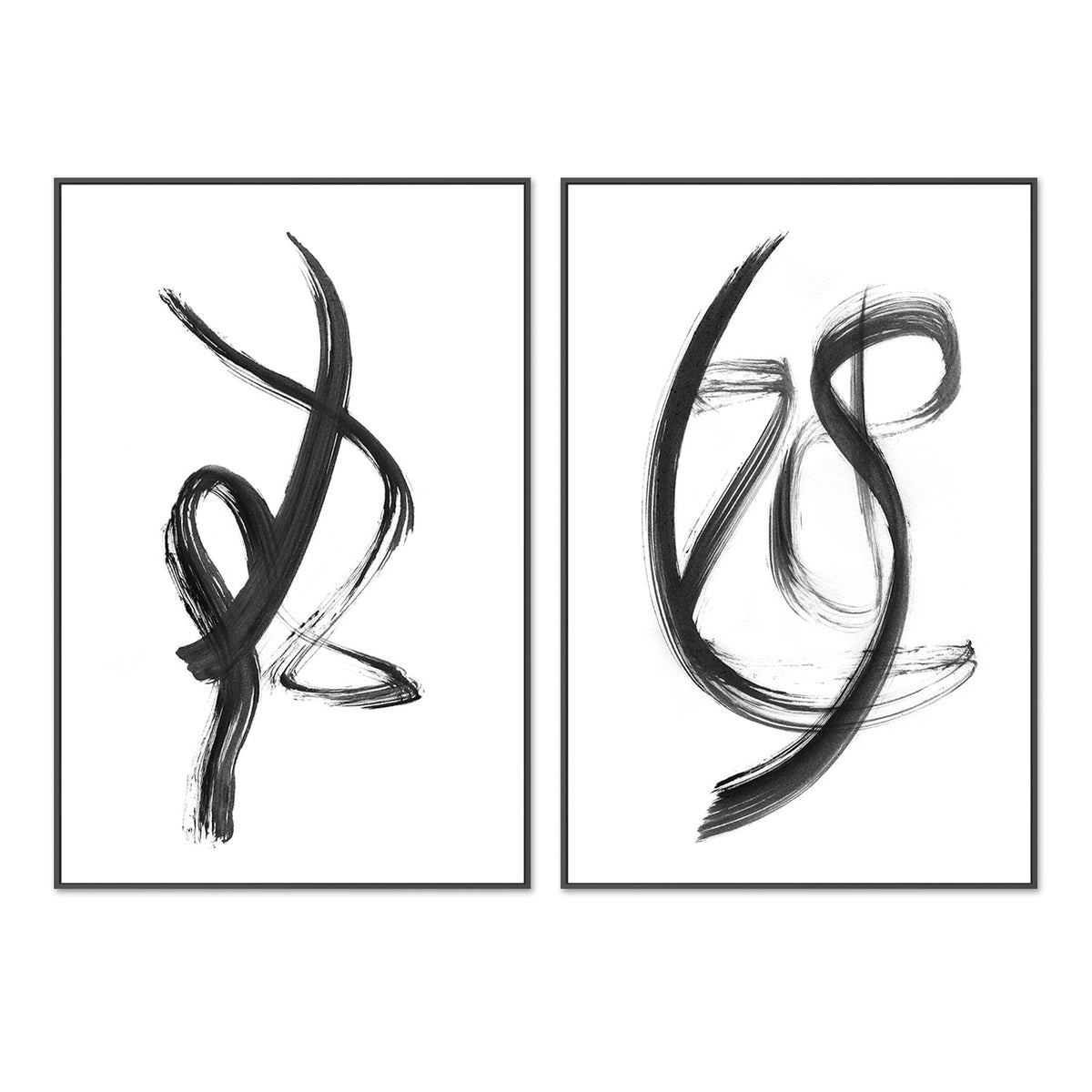wall-art-print-canvas-poster-framed-Brush Stroke Style A & B, Set Of 2-by-Danushka Abeygoda-Gioia Wall Art
