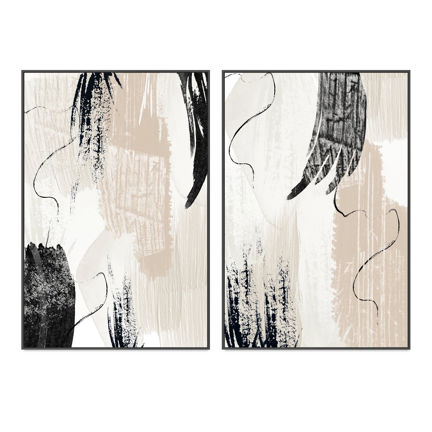 wall-art-print-canvas-poster-framed-Brush Strokes, Style A & B, Set Of 2 , By Sally Ann Moss-GIOIA-WALL-ART