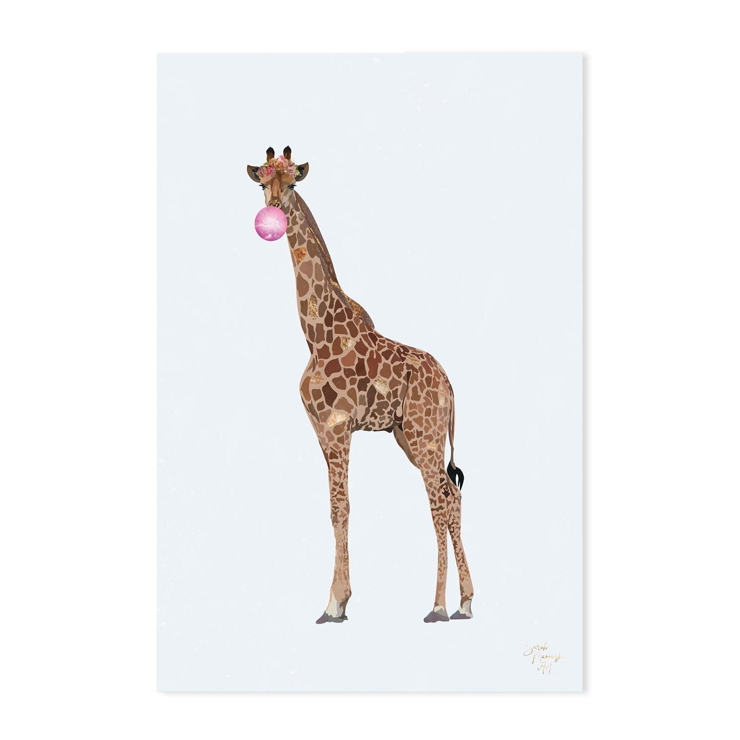 wall-art-print-canvas-poster-framed-Bubblegum Giraffe, Style A , By Sarah Manovski-GIOIA-WALL-ART