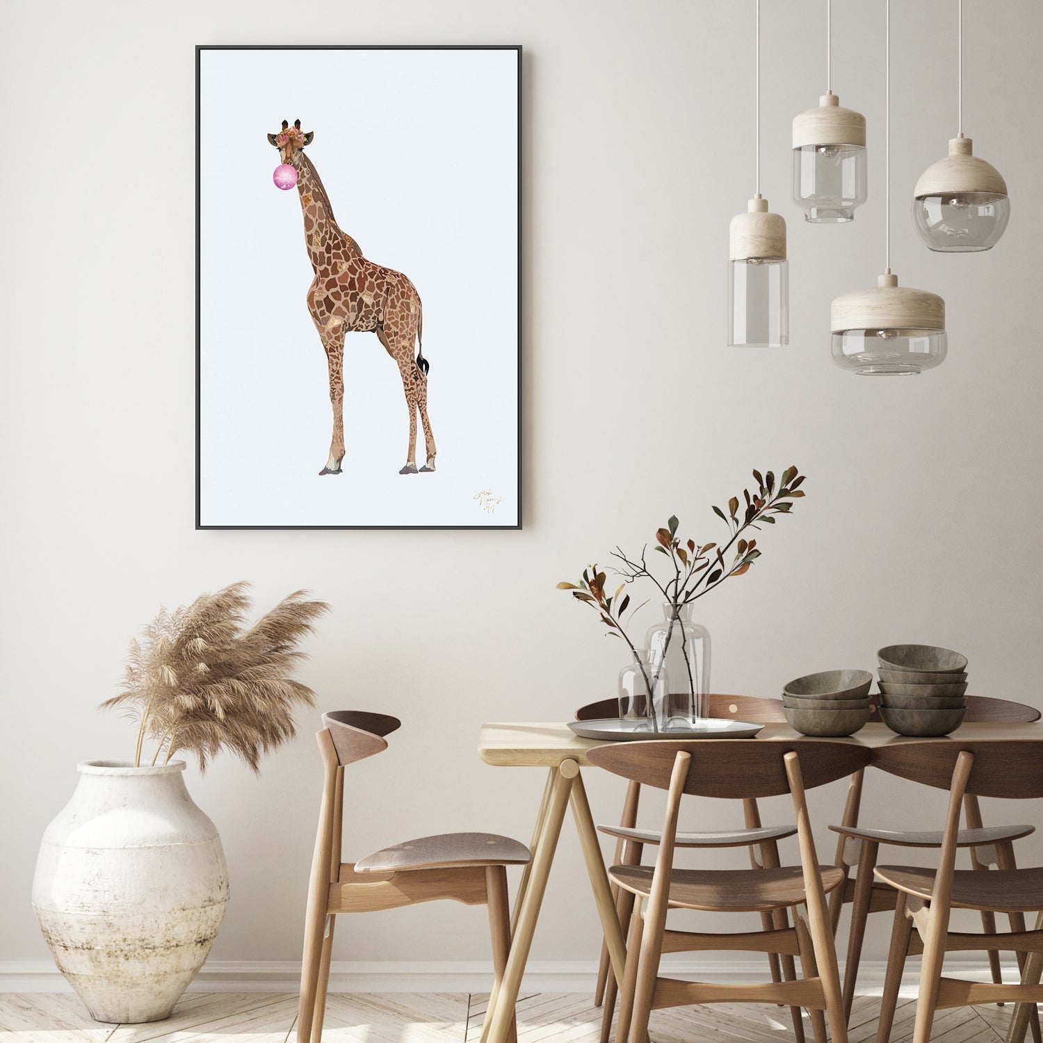 wall-art-print-canvas-poster-framed-Bubblegum Giraffe, Style A , By Sarah Manovski-GIOIA-WALL-ART