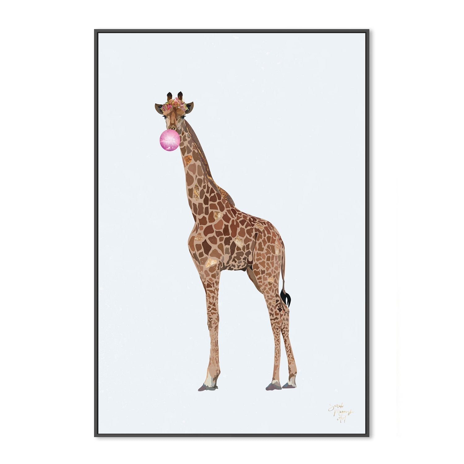 wall-art-print-canvas-poster-framed-Bubblegum Giraffe, Style A , By Sarah Manovski-GIOIA-WALL-ART