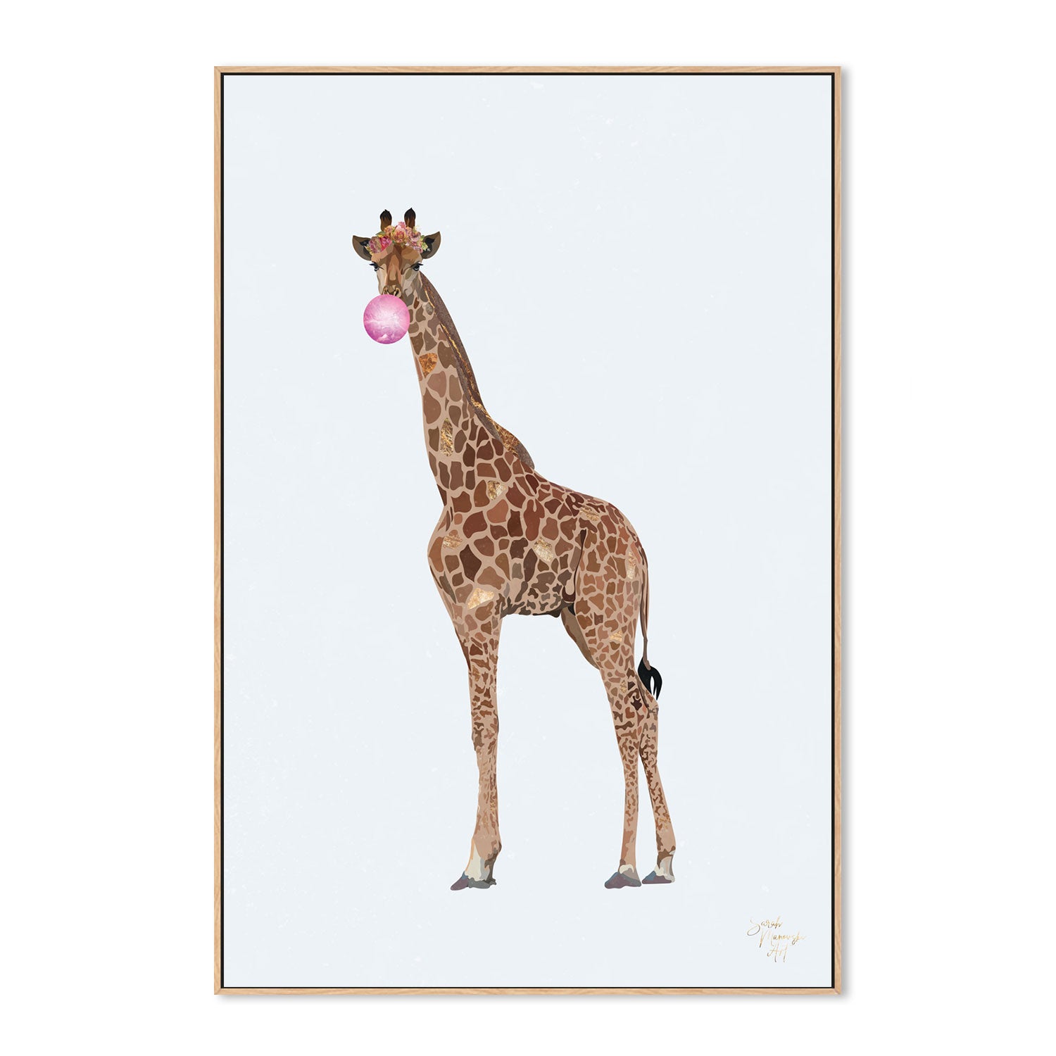 wall-art-print-canvas-poster-framed-Bubblegum Giraffe, Style A , By Sarah Manovski-GIOIA-WALL-ART