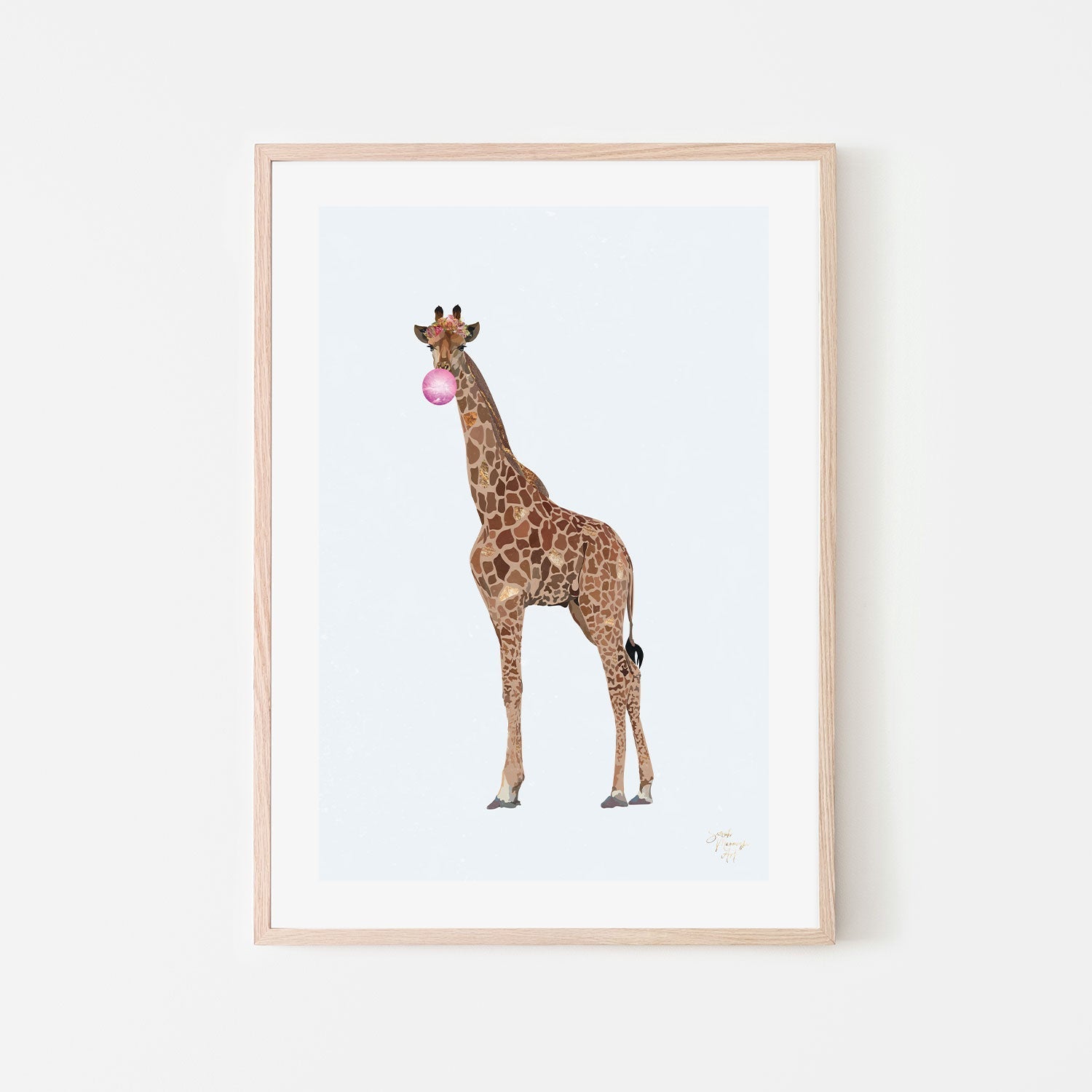 wall-art-print-canvas-poster-framed-Bubblegum Giraffe, Style A , By Sarah Manovski-GIOIA-WALL-ART