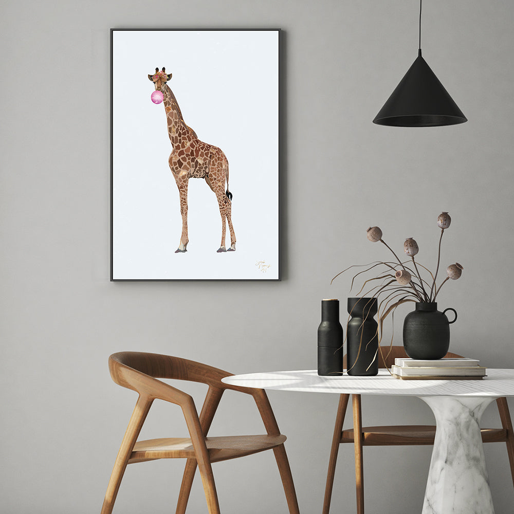 wall-art-print-canvas-poster-framed-Bubblegum Giraffe, Style A , By Sarah Manovski-GIOIA-WALL-ART